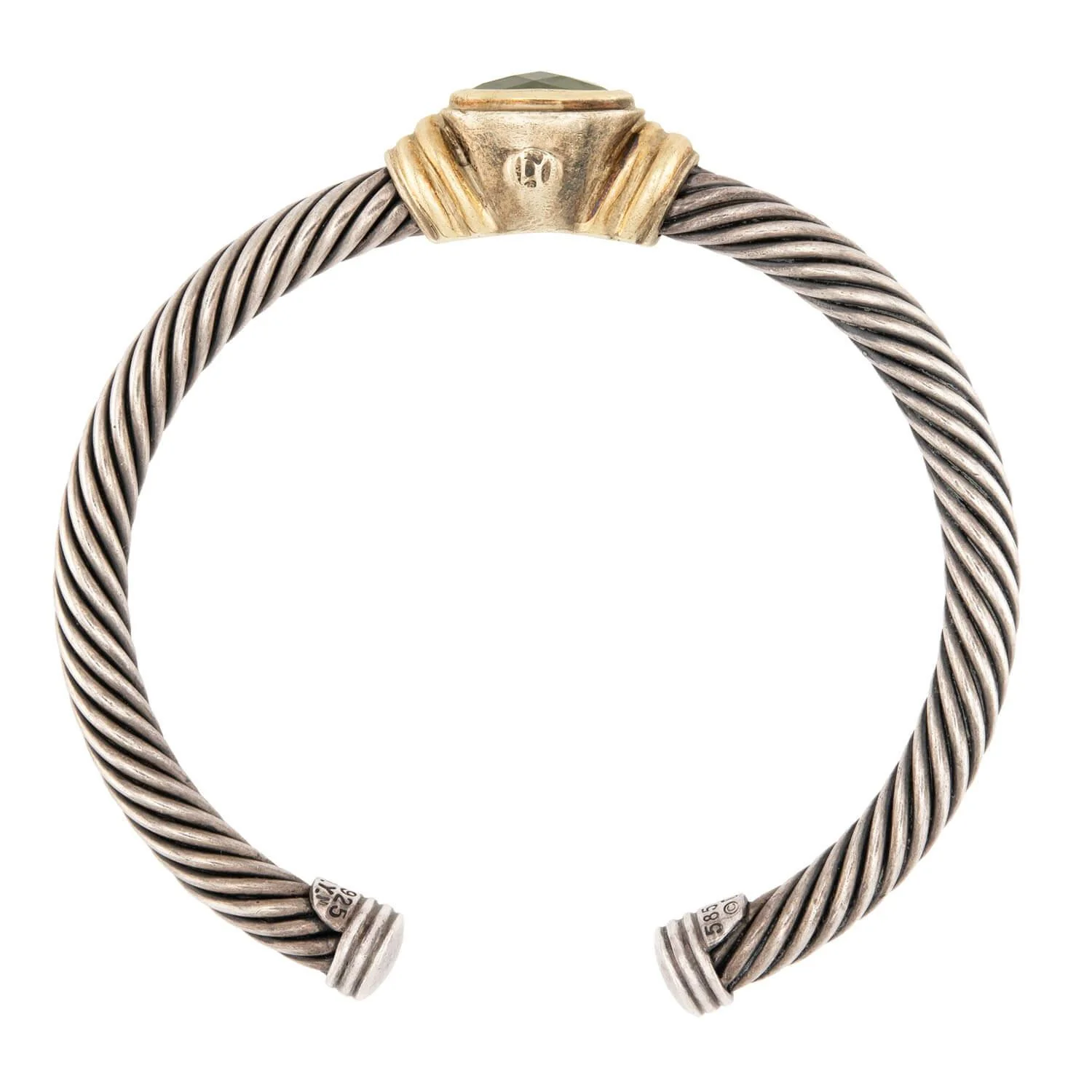 DAVID YURMAN Estate 14k/Sterling Silver Peridot Bracelet - Image 2