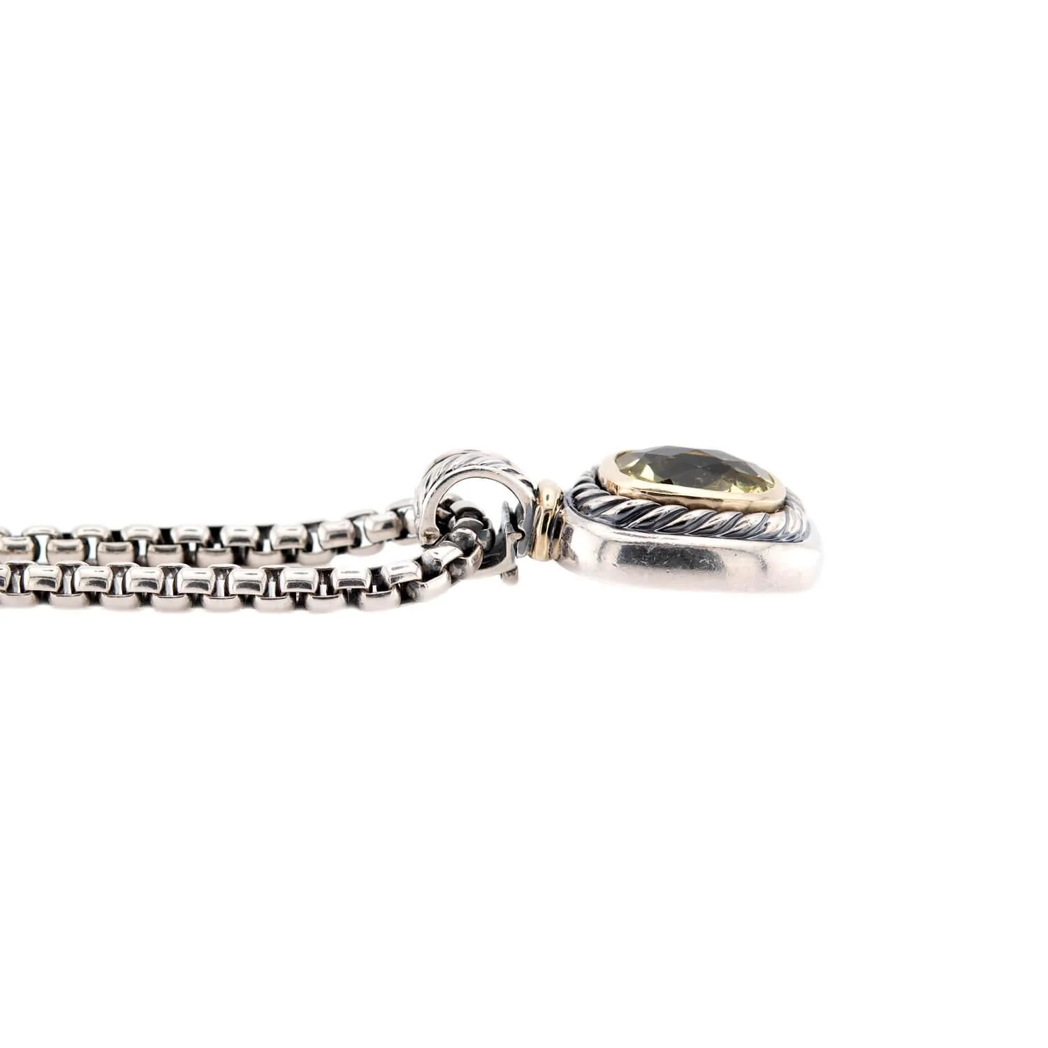 DAVID YURMAN Estate 14k/Sterling Silver Peridot Pendant Necklace - Image 3