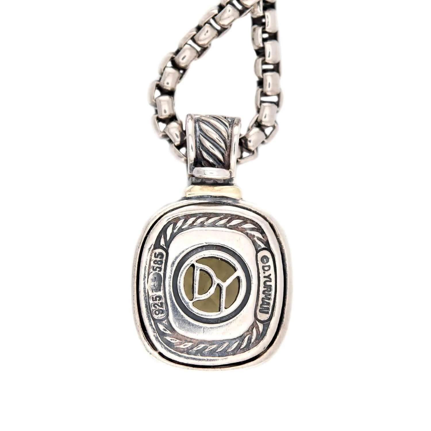 DAVID YURMAN Estate 14k/Sterling Silver Peridot Pendant Necklace - Image 4
