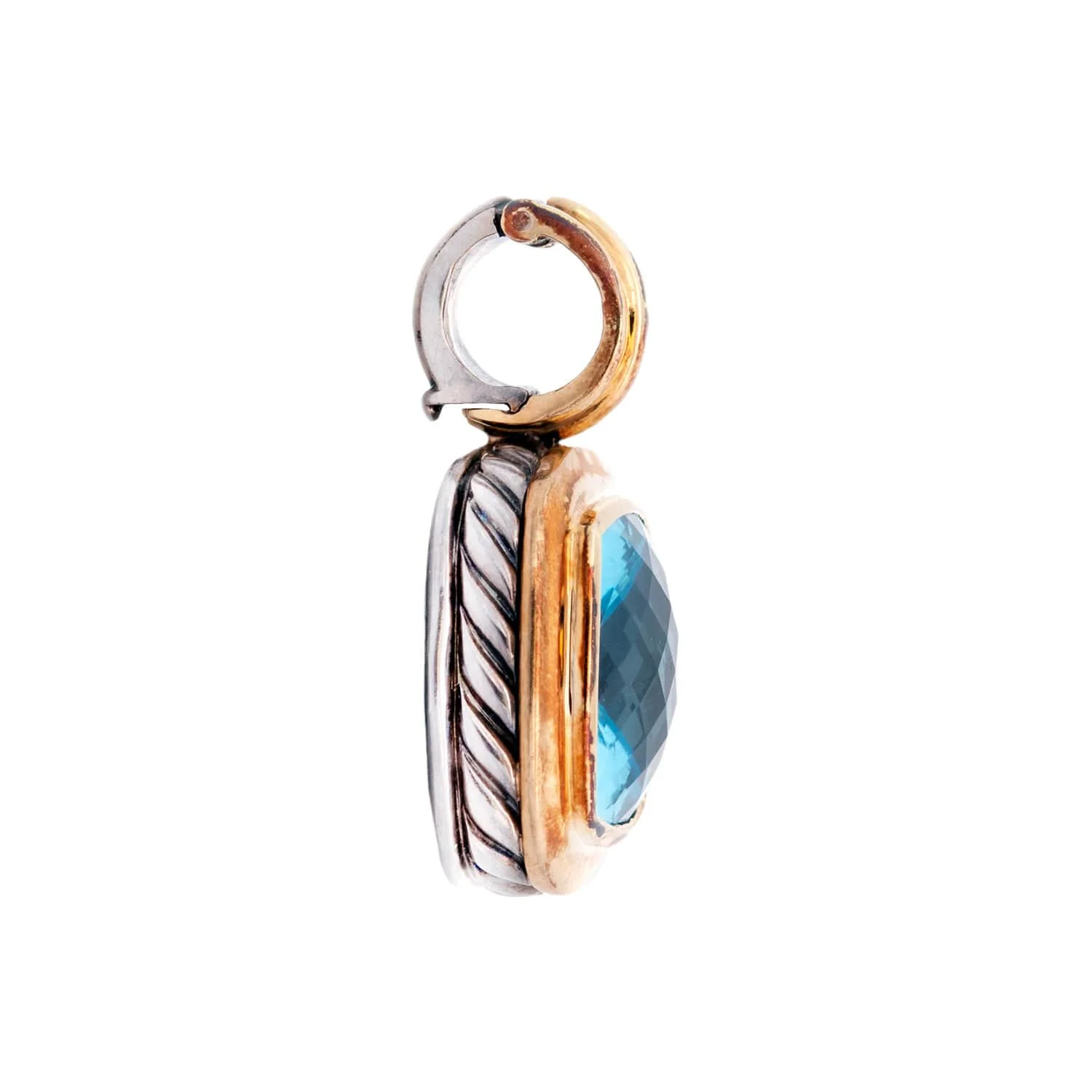 DAVID YURMAN Estate 18K/Sterling Silver Blue Topaz Pendant - Image 2
