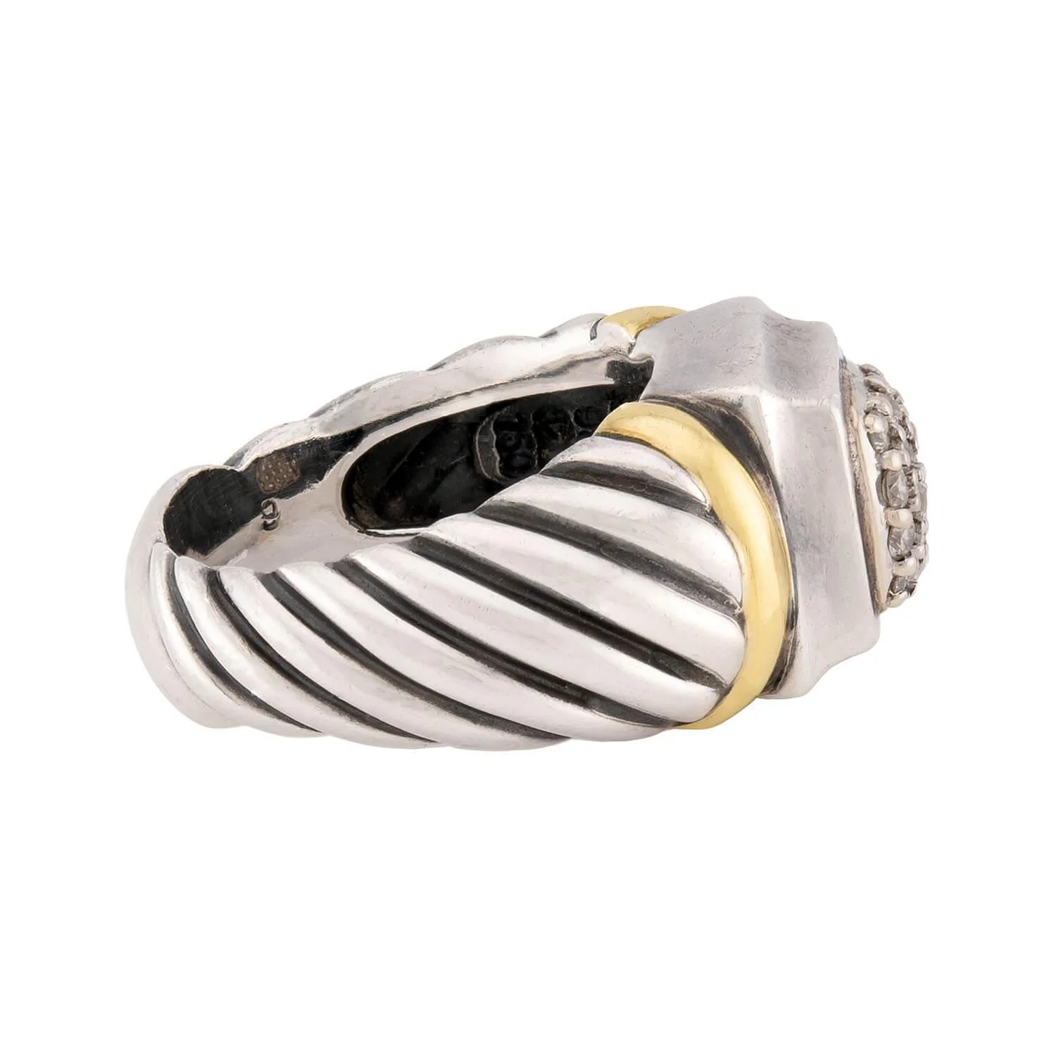 DAVID YURMAN Estate 18k & Sterling Silver Pavé Ring - Image 3