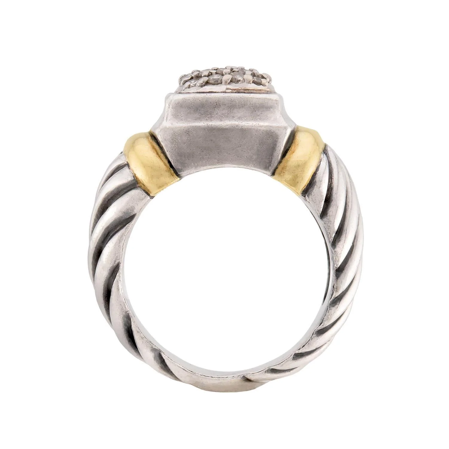 DAVID YURMAN Estate 18k & Sterling Silver Pavé Ring - Image 4