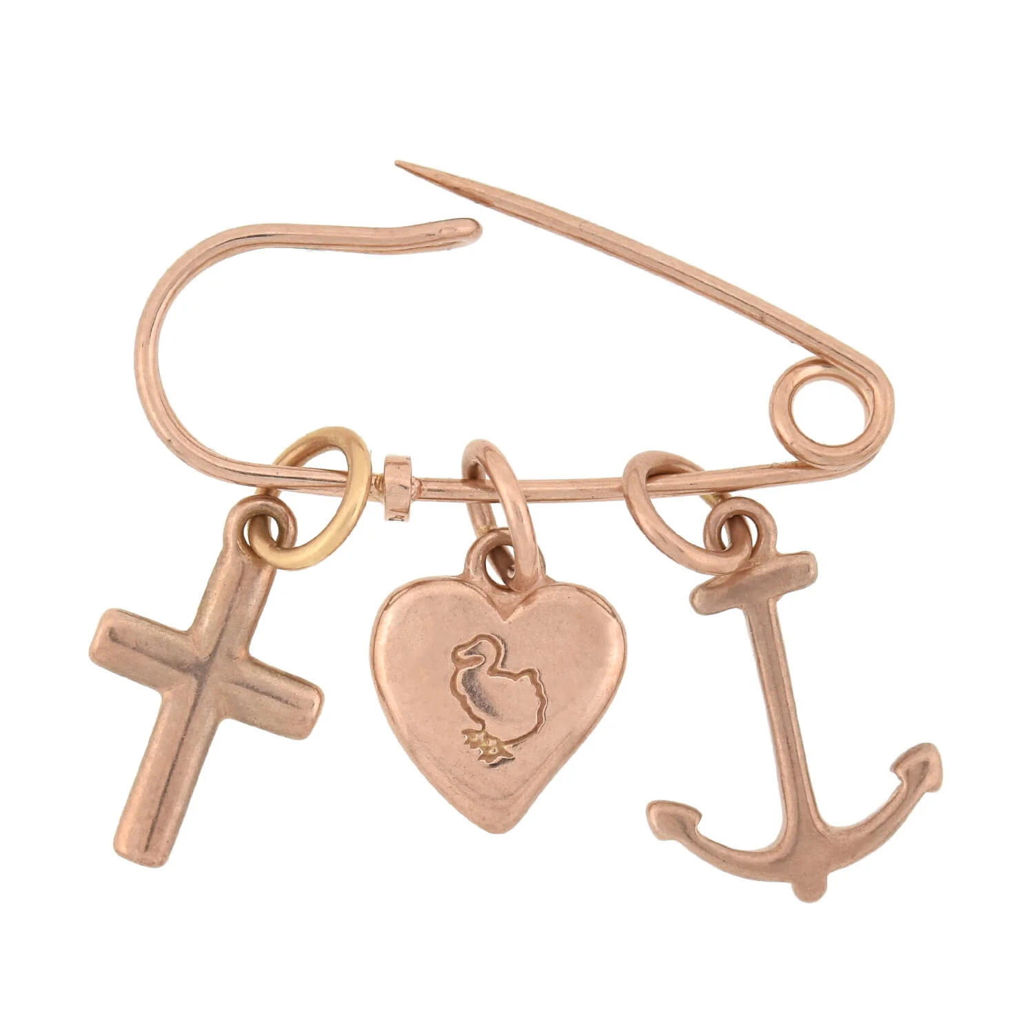 DODO Estate 9kt Rose Gold "Faith, Hope & Charity" Charm Pin - Image 2