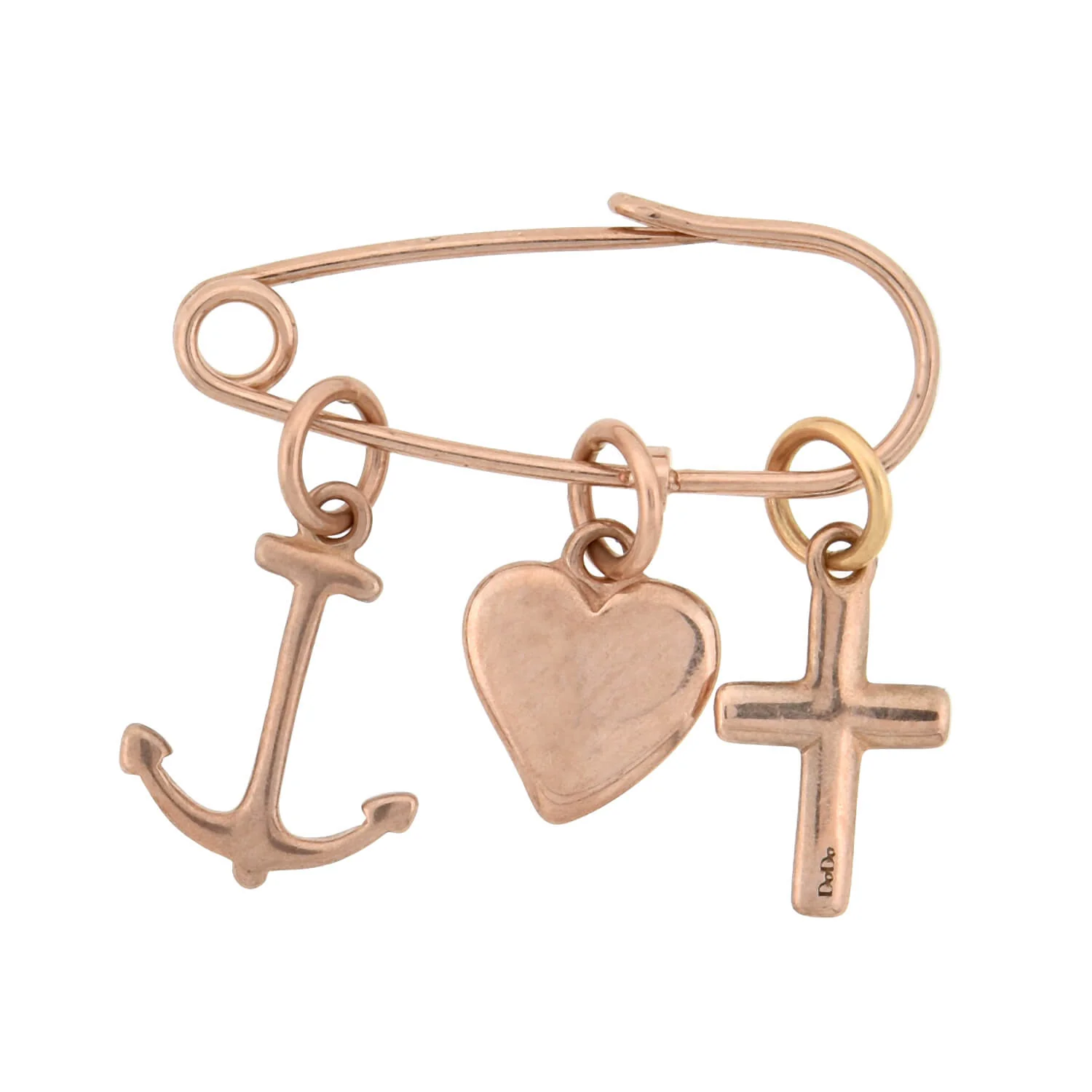 DODO Estate 9kt Rose Gold "Faith, Hope & Charity" Charm Pin - Image 4