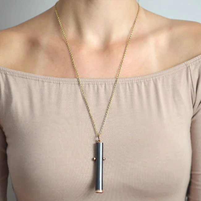 Early Victorian 9kt + Gunmetal Retractable Double Pencil Pendant - Image 6