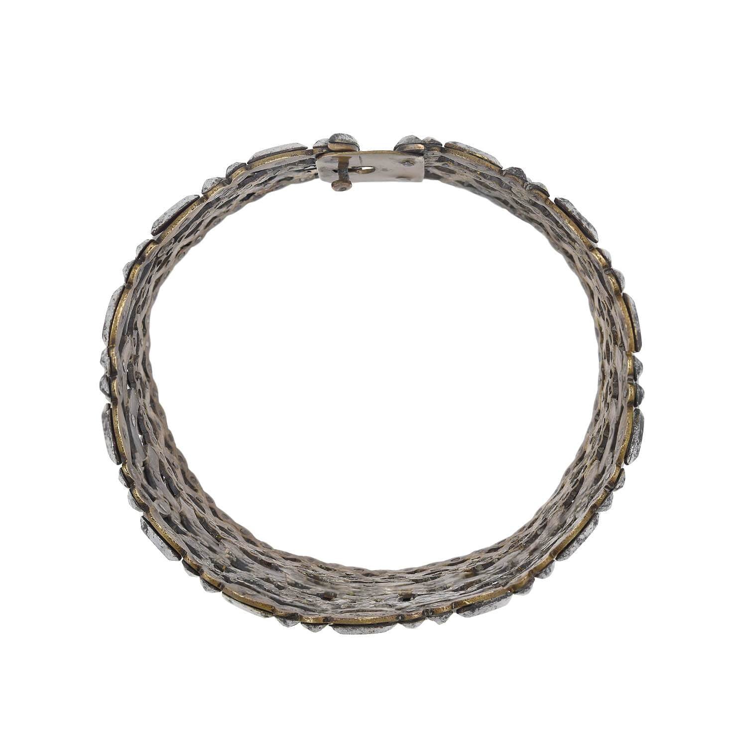 Early Victorian Cut Steel Regal Crown Motif Cuff Bracelet - Image 5