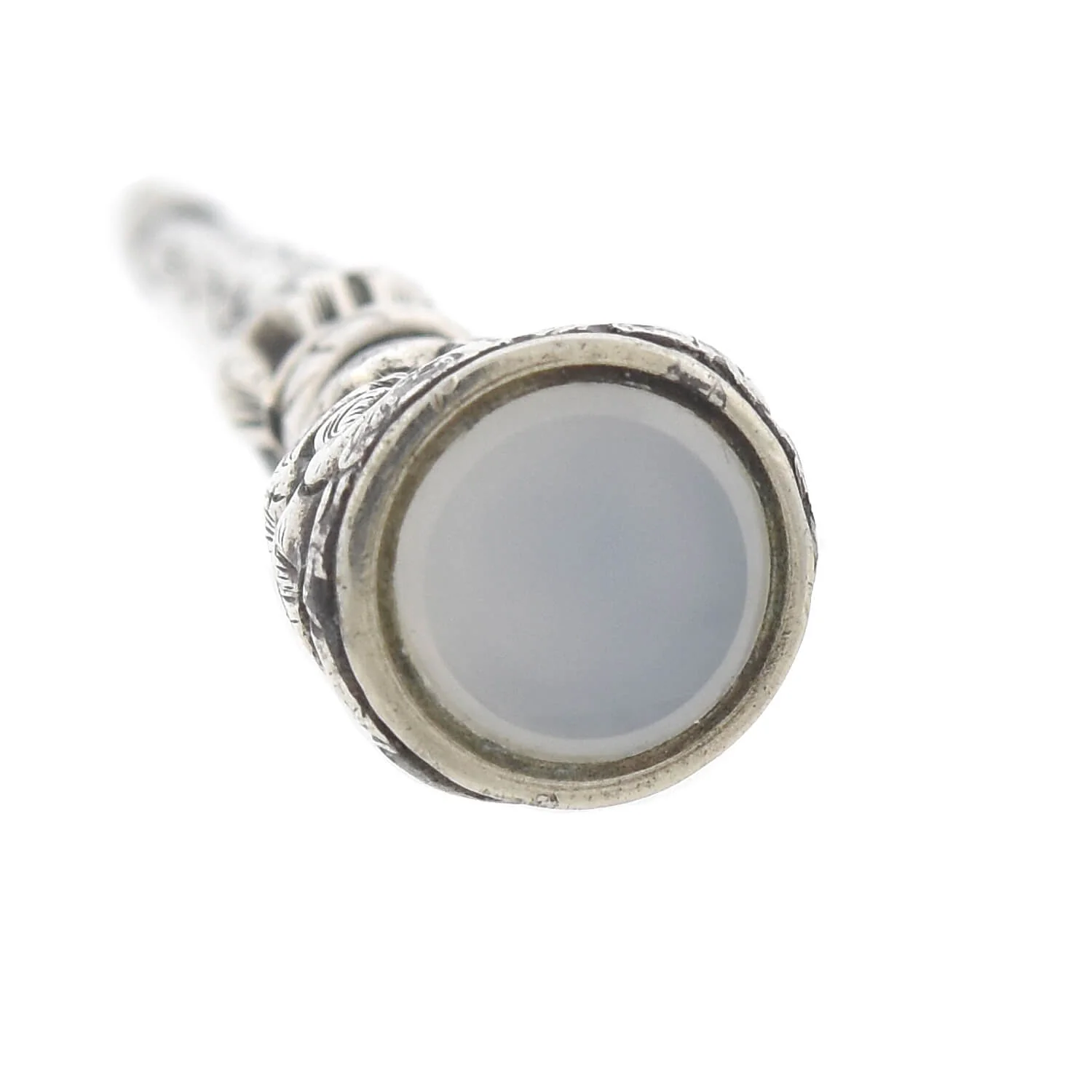 Early Victorian Sterling Silver Watch Key Fob with Chalcedony Seal - Image 4