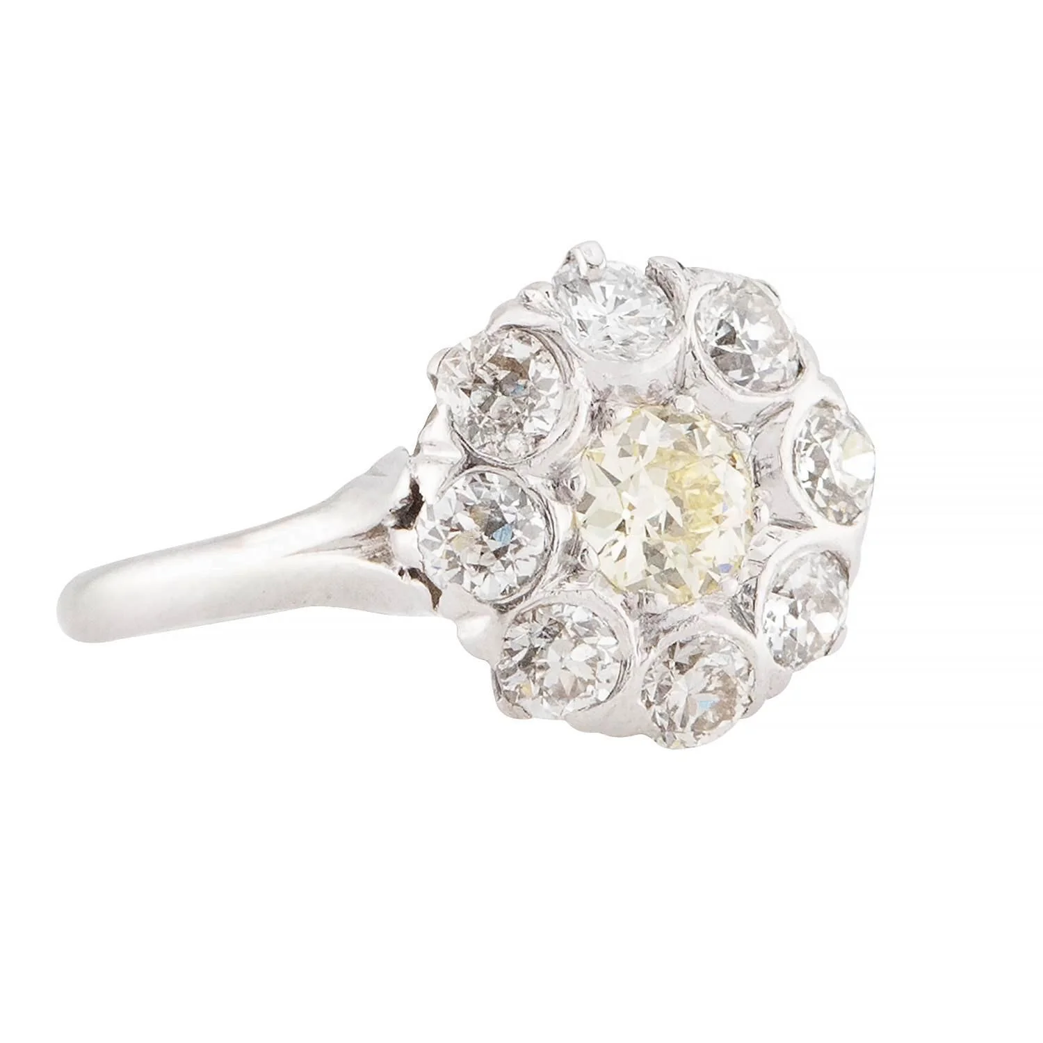 Edwardian 14k Diamond Cluster Ring - Image 2