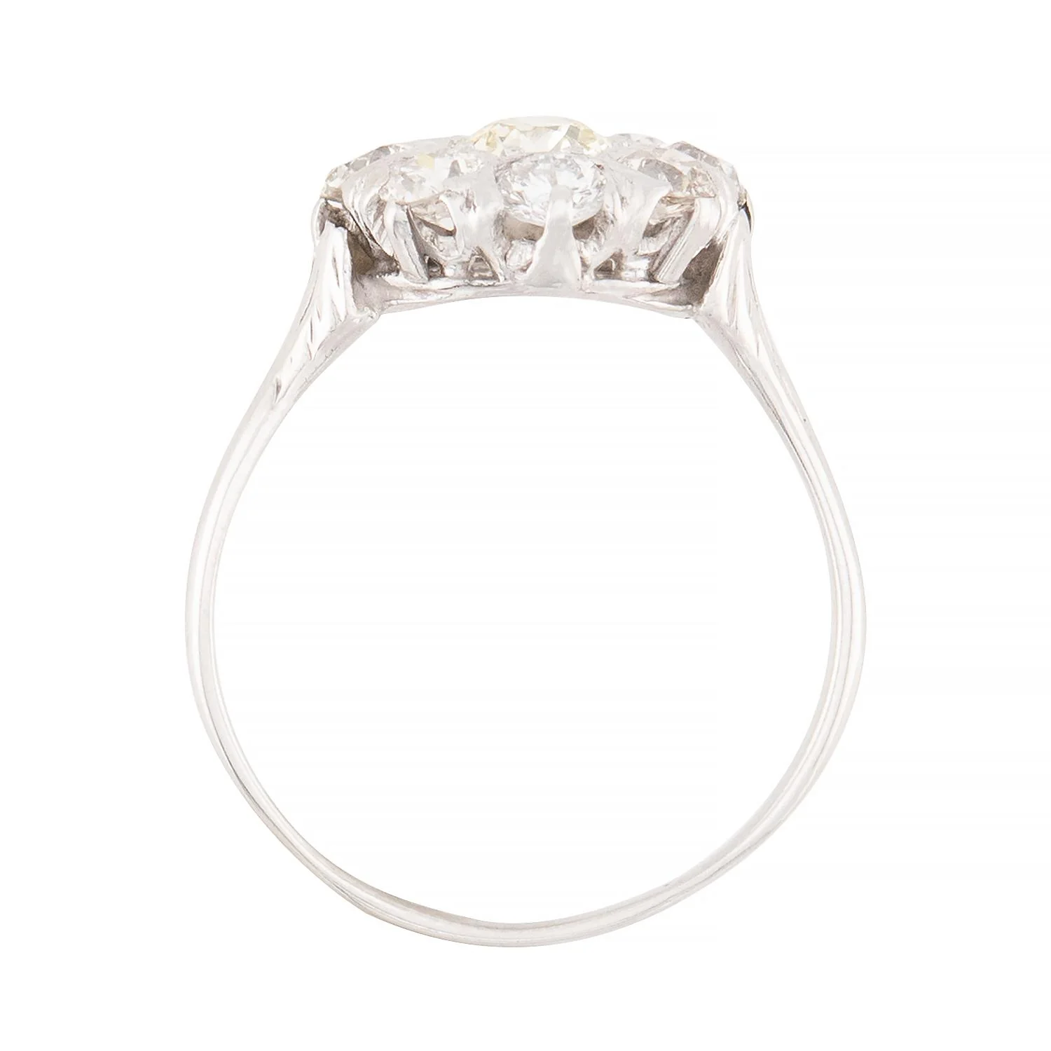 Edwardian 14k Diamond Cluster Ring - Image 4