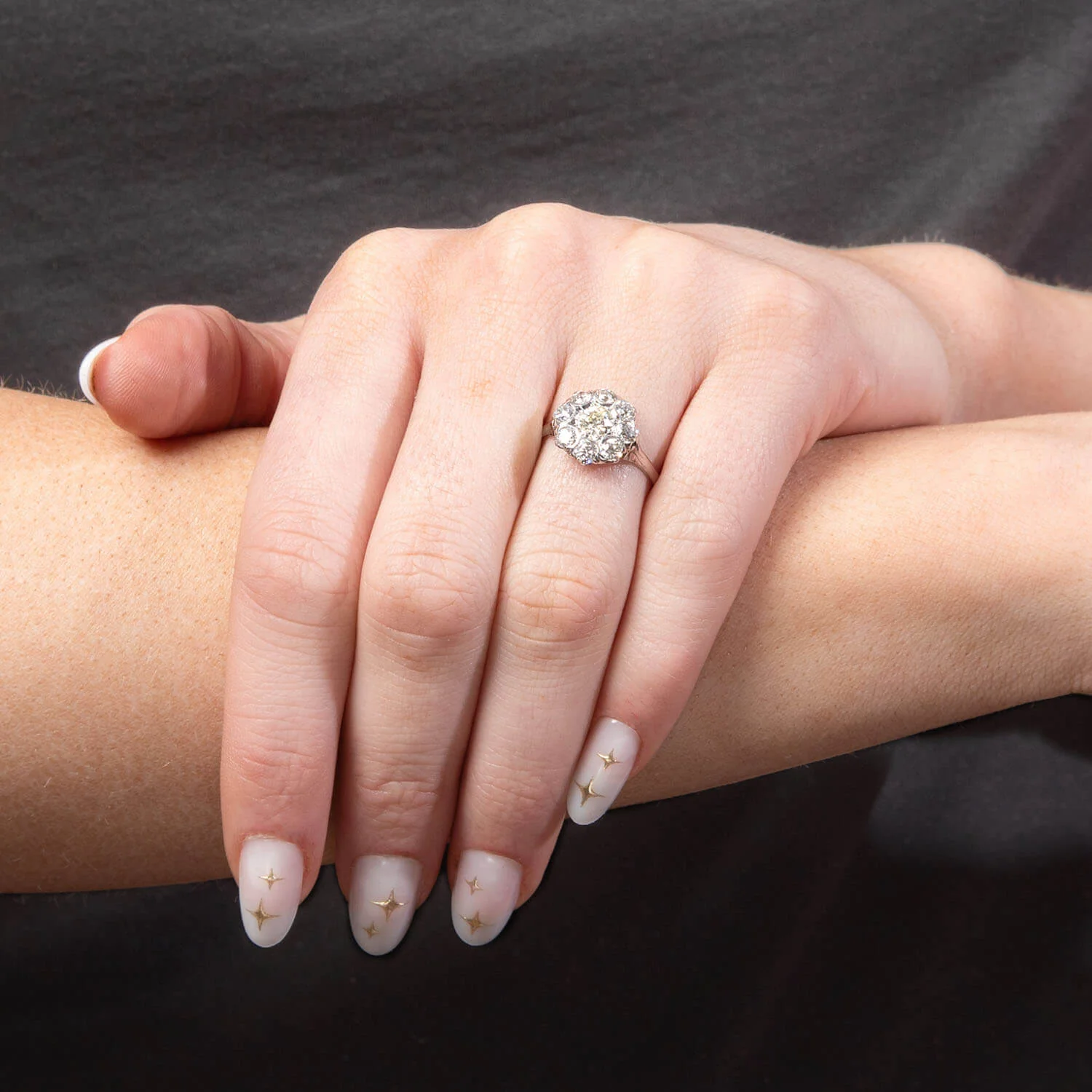 Edwardian 14k Diamond Cluster Ring - Image 6
