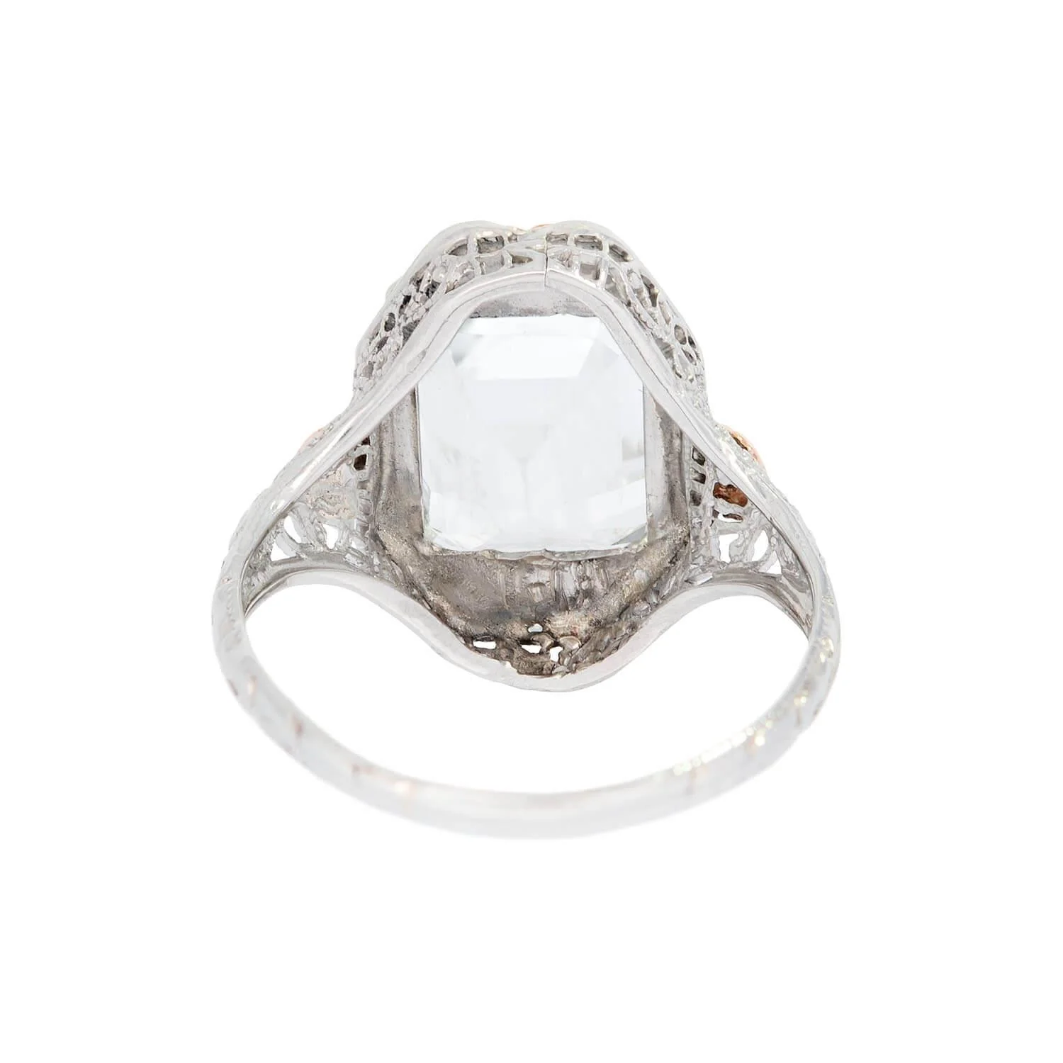 Edwardian 14k Mixed Metal White Topaz Ring - Image 5