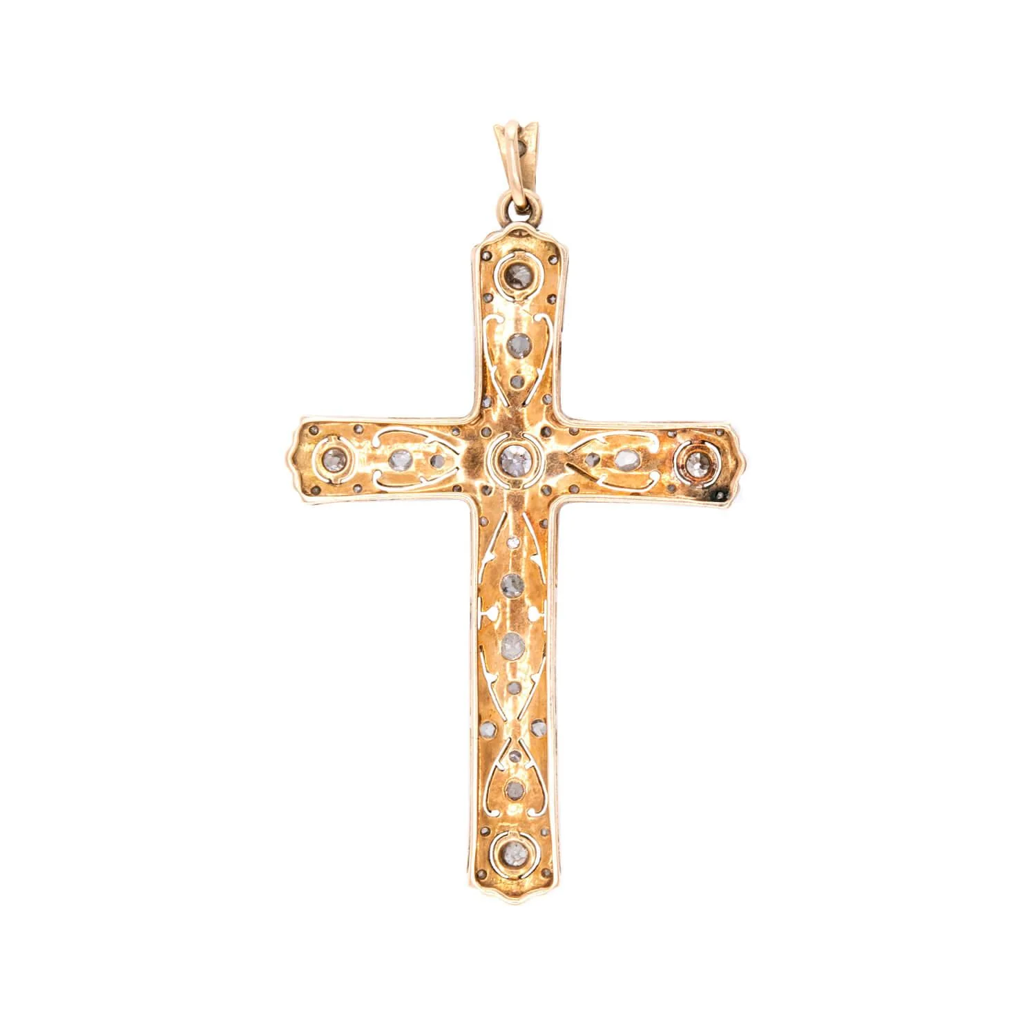 Edwardian 14k/Platinum Diamond Cross Pendant - Image 4