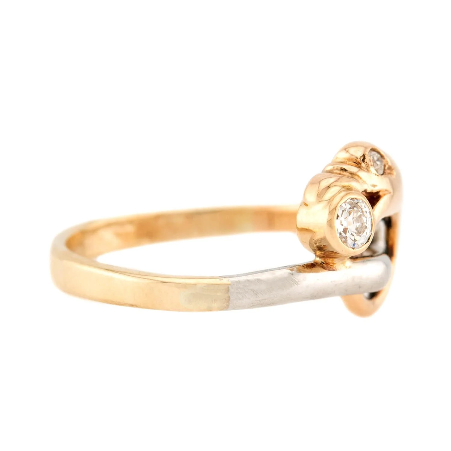 Edwardian 14k/Platinum Diamond Dragon Ring - Image 4