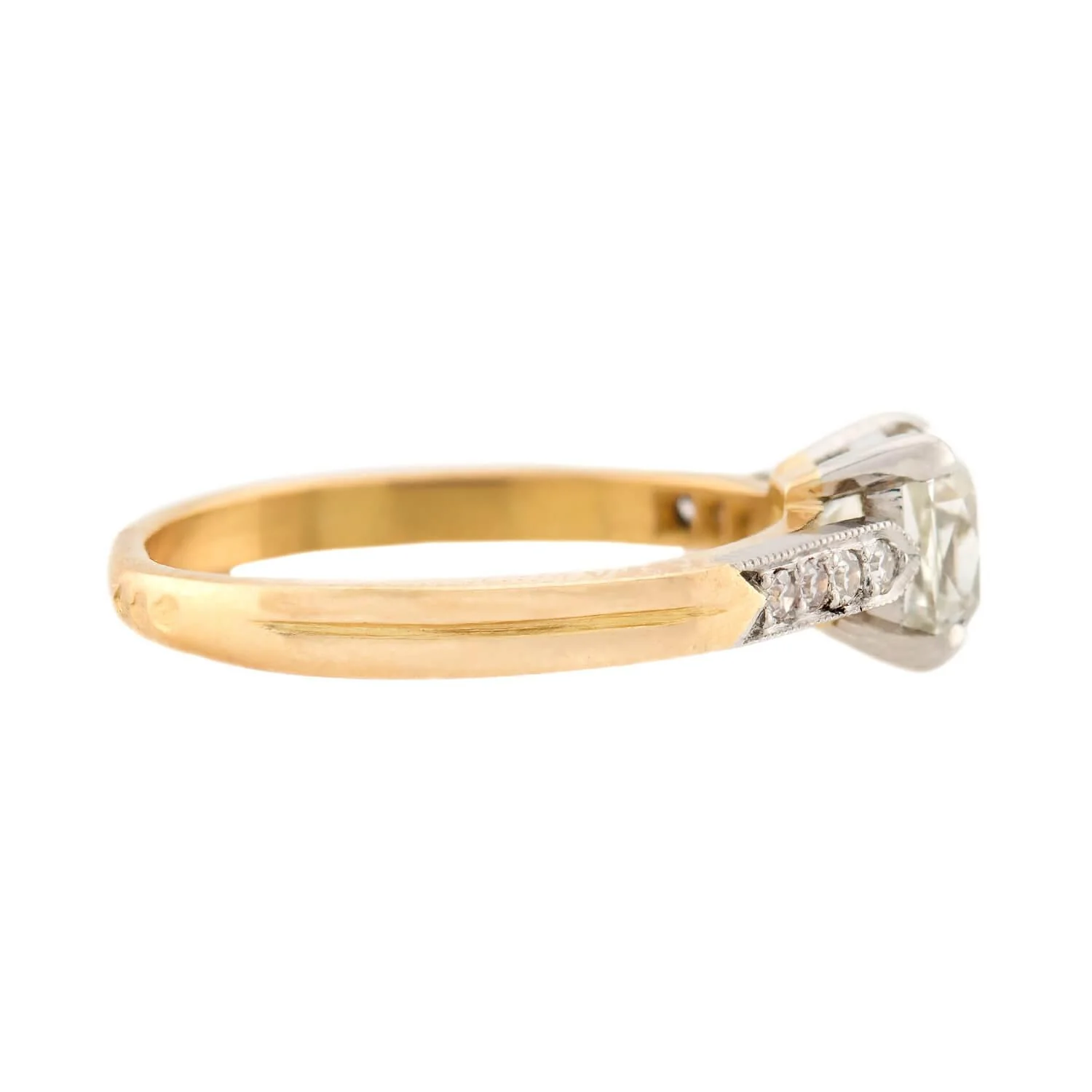 Edwardian 14k/Platinum Peruzzi Diamond Ring 1.10ct - Image 3