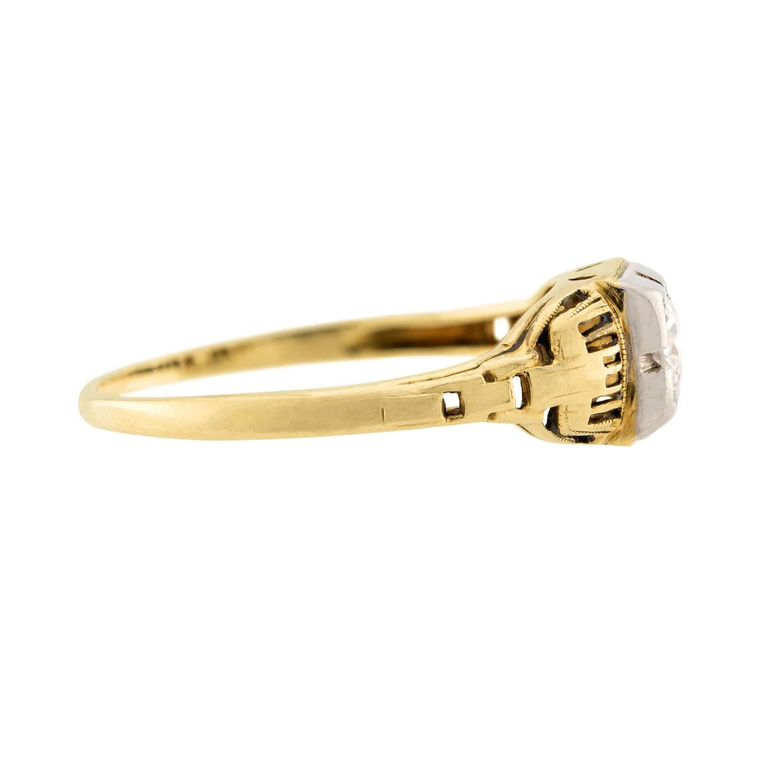 Edwardian 14k/Platinum Diamond Engagement Ring .30ct - Image 3