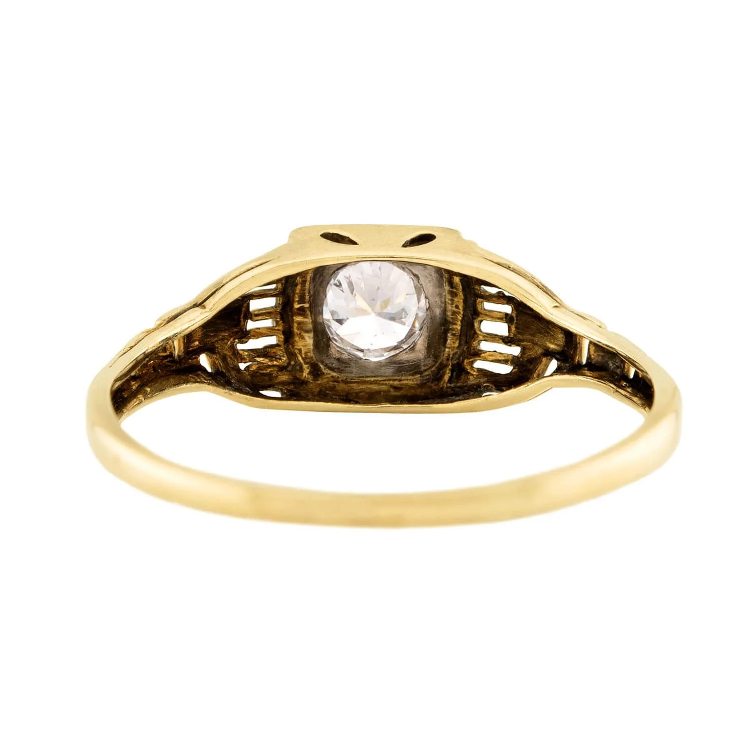 Edwardian 14k/Platinum Diamond Engagement Ring .30ct - Image 5