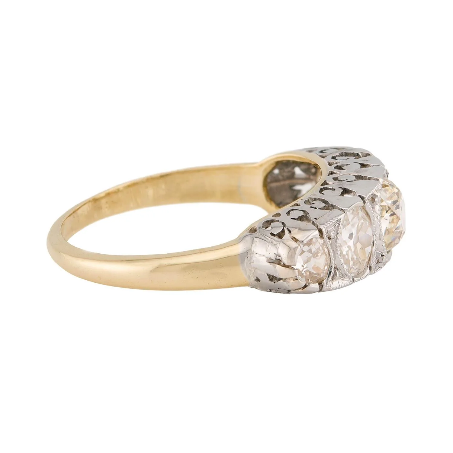 Edwardian 14k/Platinum Diamond Five Stone Ring - Image 4
