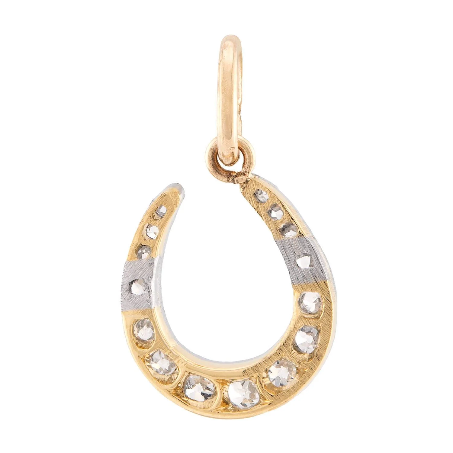 Edwardian 14k/Platinum Diamond Horseshoe Pendant/Charm - Image 3