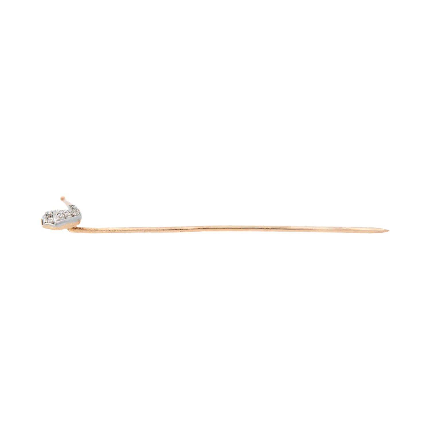 Edwardian 14k/Platinum Diamond Pipe Stick Pin - Image 2