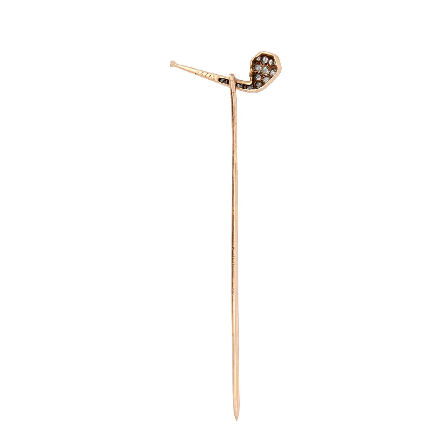 Edwardian 14k/Platinum Diamond Pipe Stick Pin - Image 3