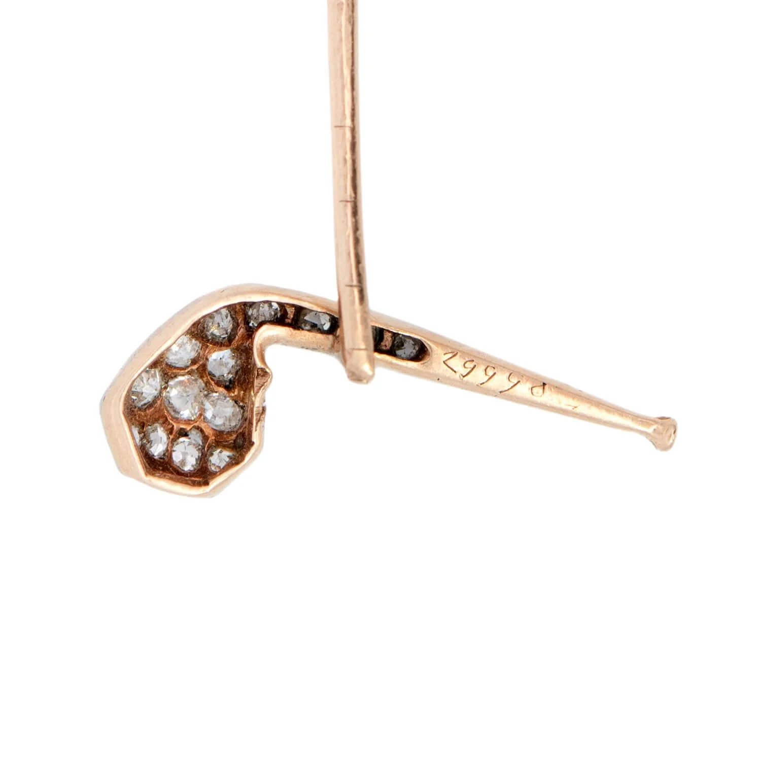 Edwardian 14k/Platinum Diamond Pipe Stick Pin - Image 4