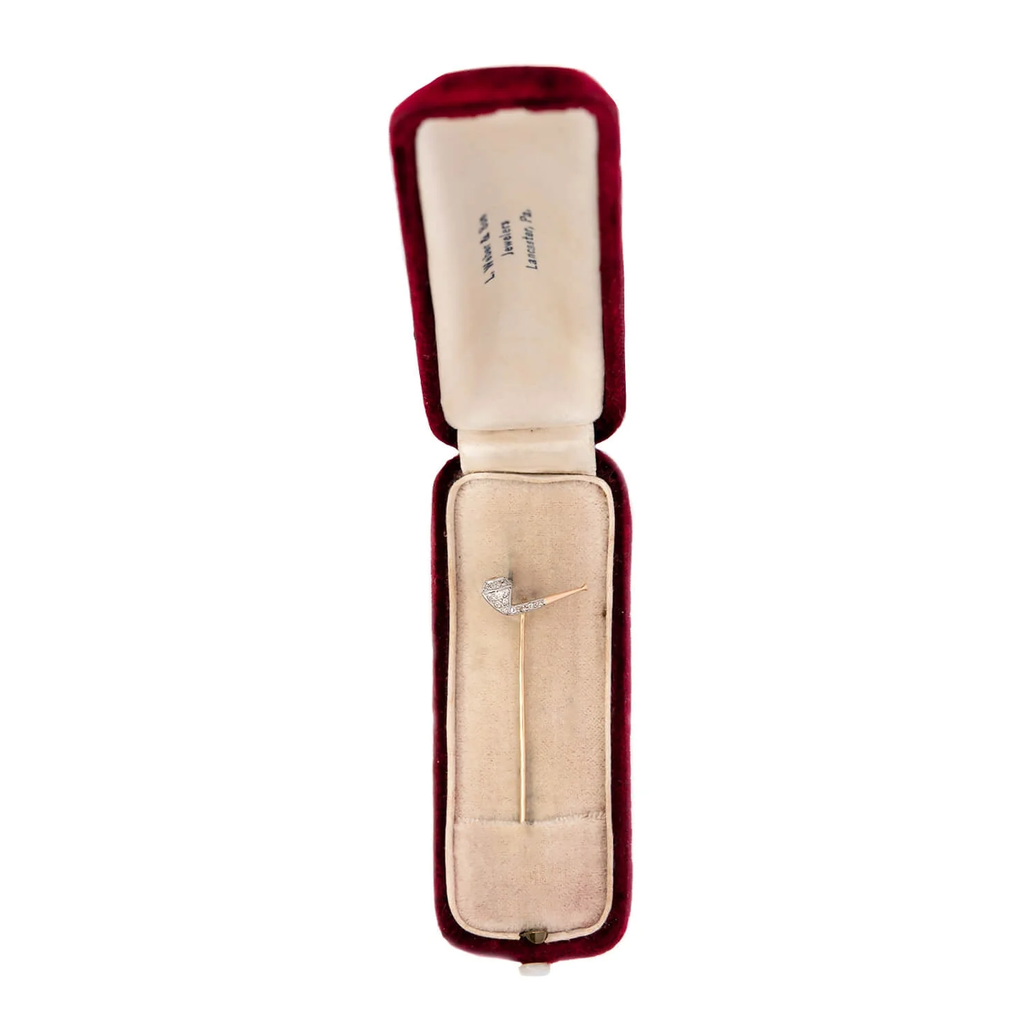 Edwardian 14k/Platinum Diamond Pipe Stick Pin - Image 8