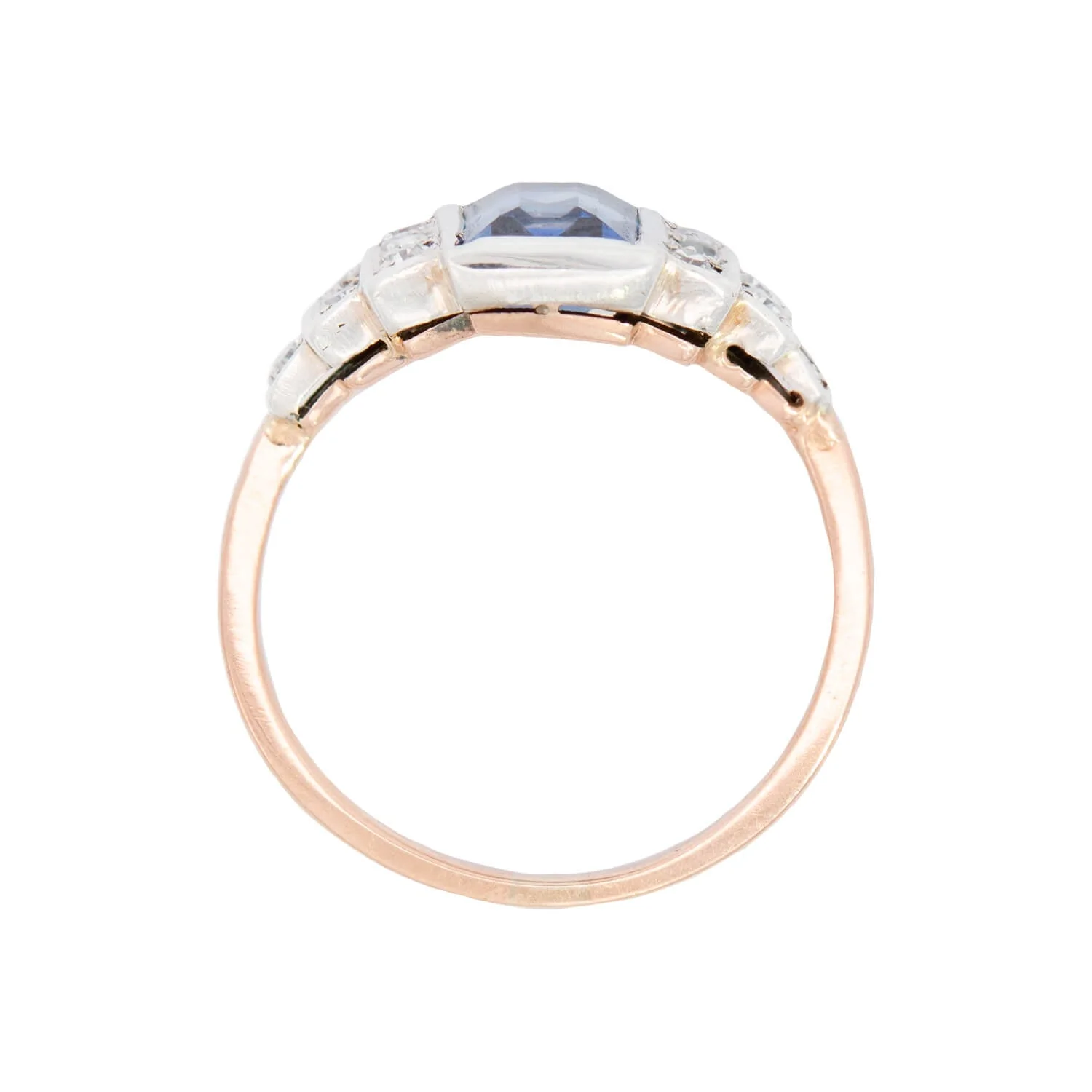 Edwardian 14k/Platinum GIA Ceylon Sapphire & Diamond Ring - Image 4