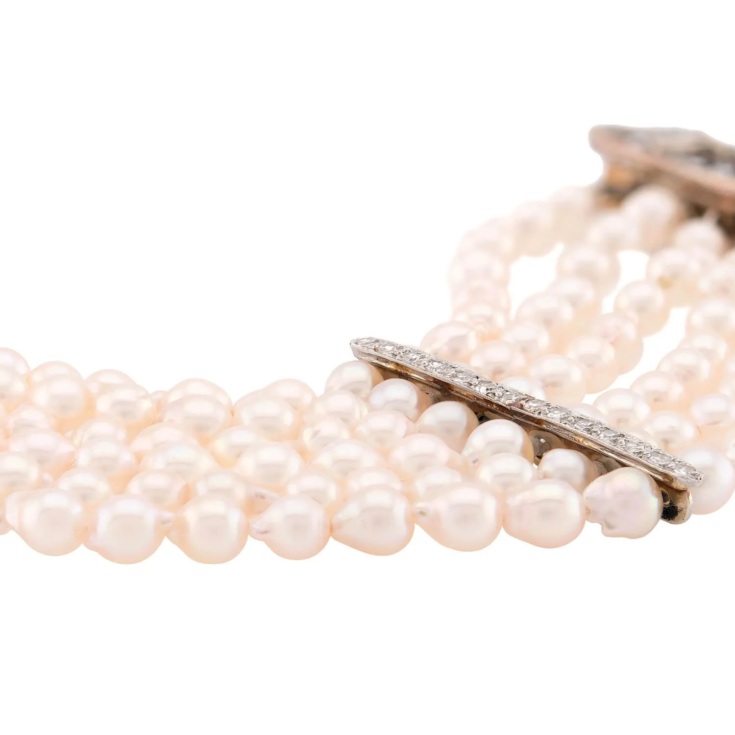 Edwardian 14k/Platinum Pearl & Diamond Multi-Strand Bracelet - Image 3