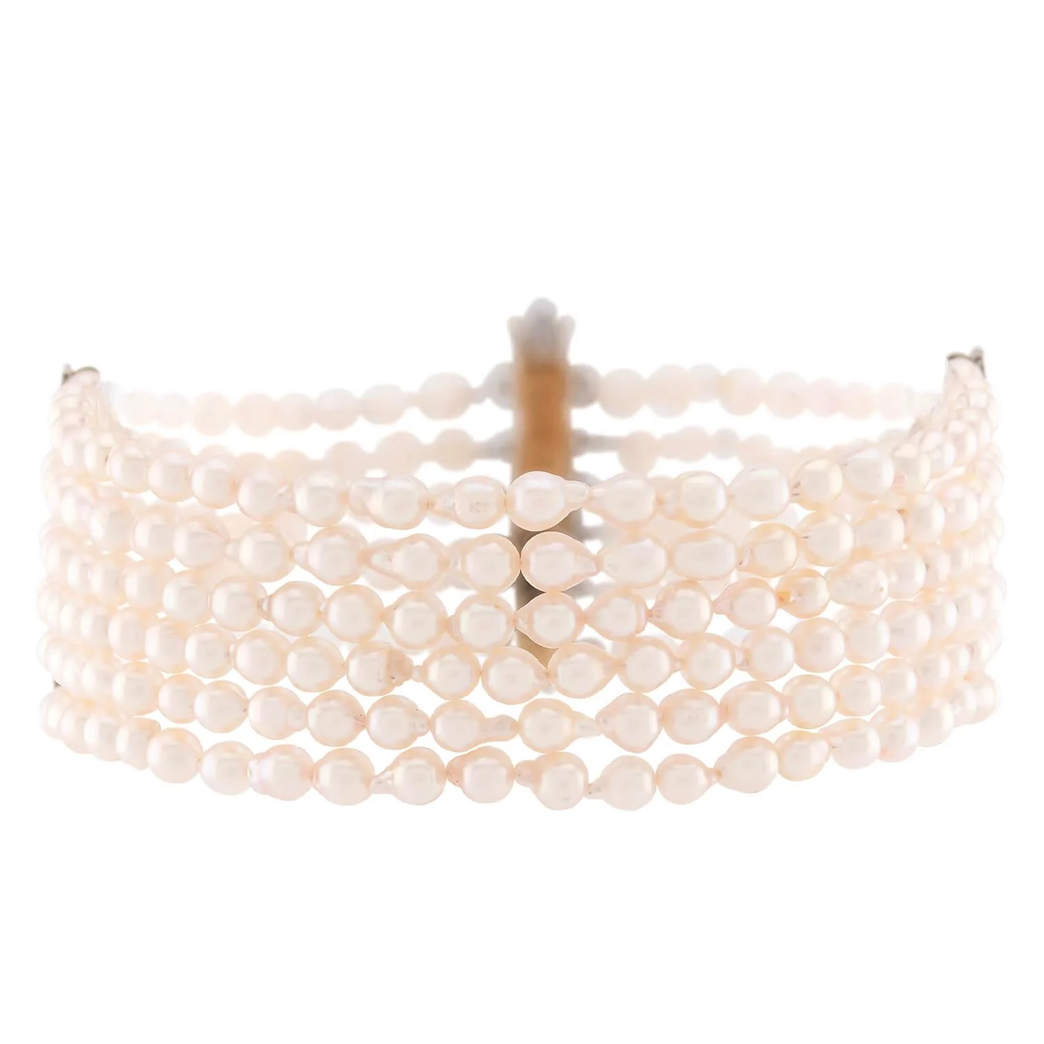 Edwardian 14k/Platinum Pearl & Diamond Multi-Strand Bracelet - Image 4