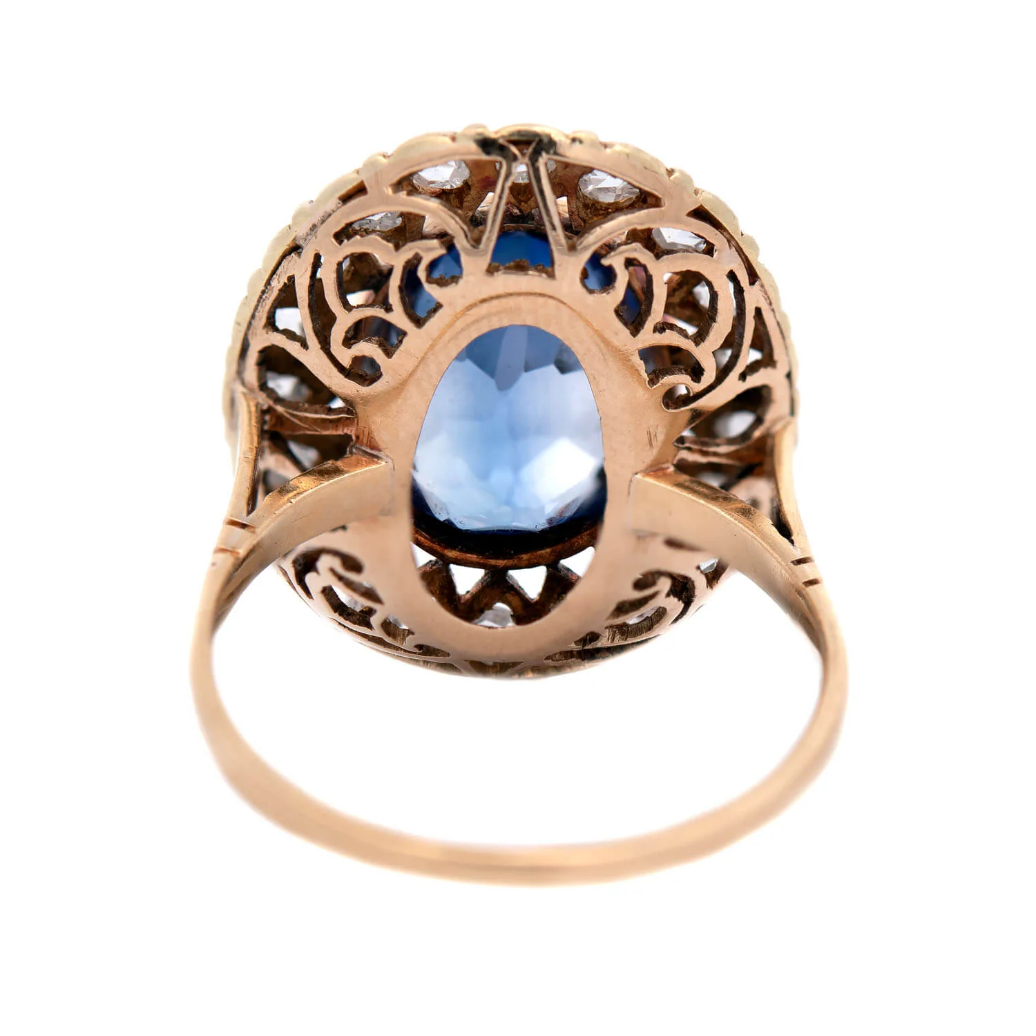 Edwardian 14k/Platinum Sapphire Diamond Ring 6.50ctw - Image 5