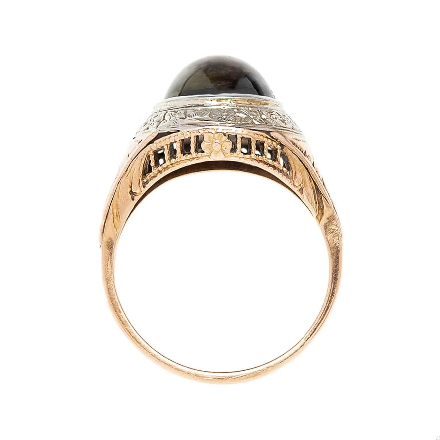Edwardian 14k/Platinum Star Sapphire Cocktail Ring - Image 4