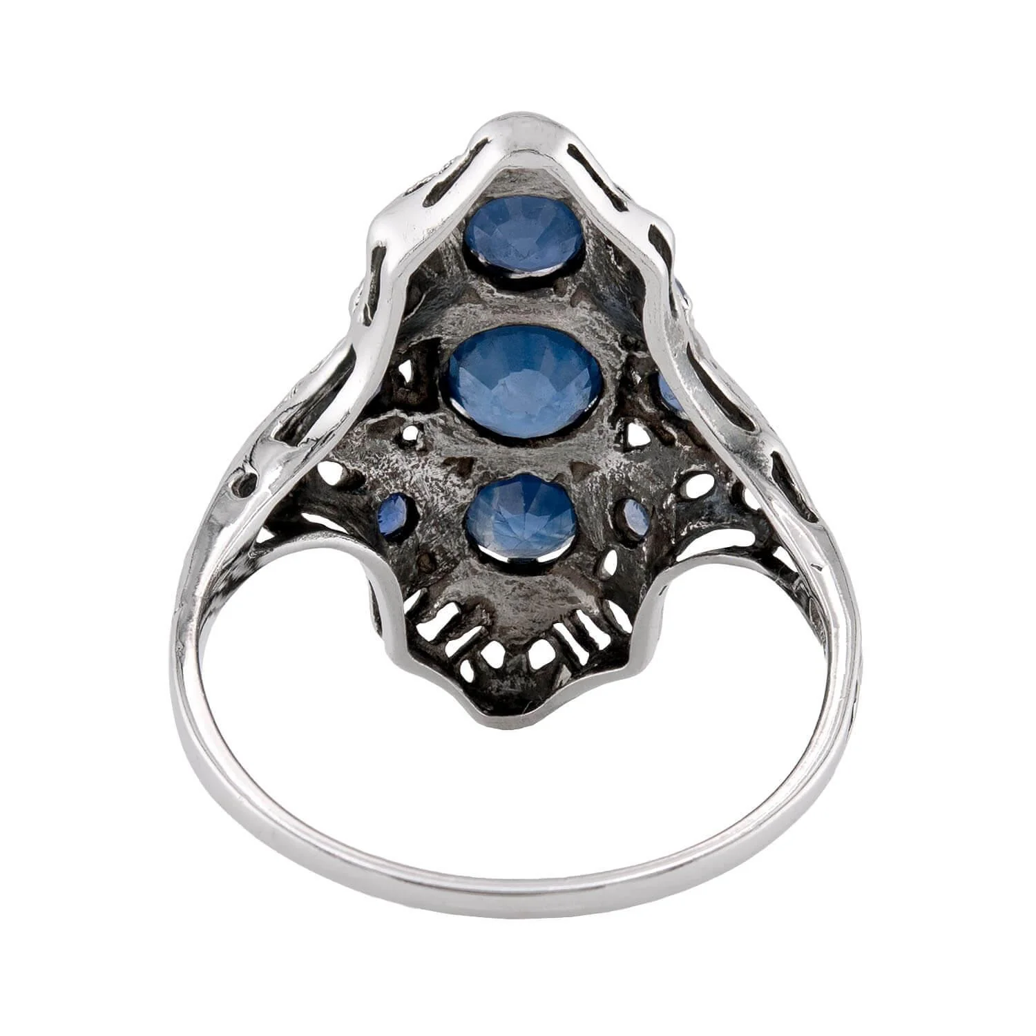 Edwardian 14k Sapphire Navette Ring - Image 5