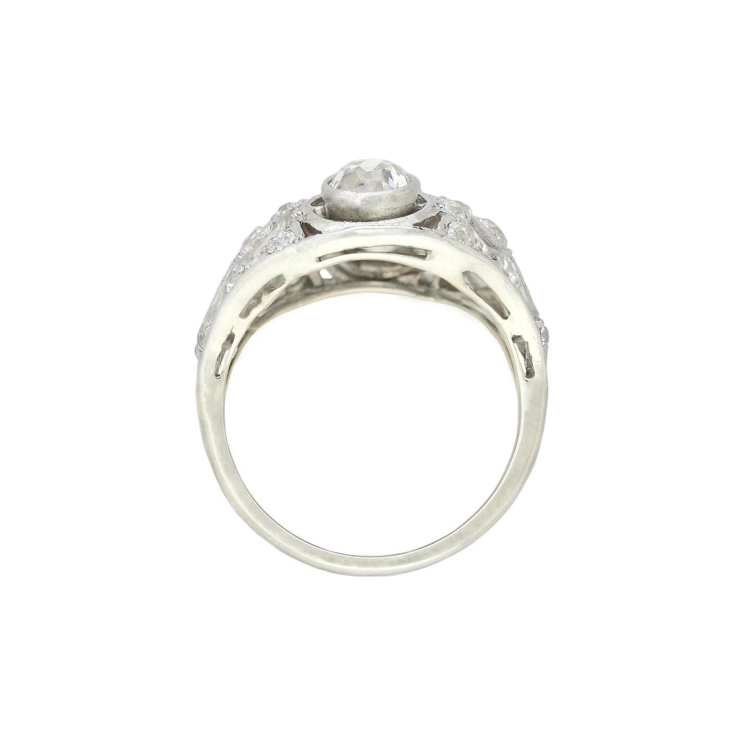 Edwardian 14kt+Platinum Diamond Dome Ring 2ctw - Image 3