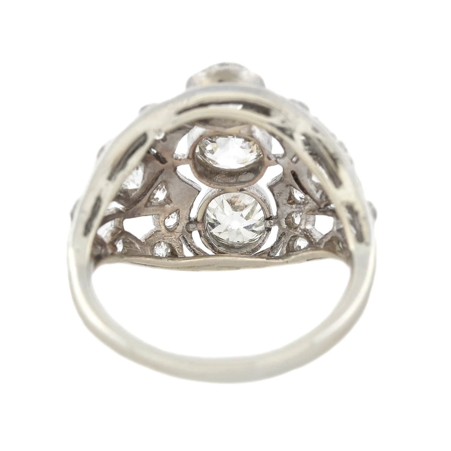 Edwardian 14kt+Platinum Diamond Dome Ring 2ctw - Image 4