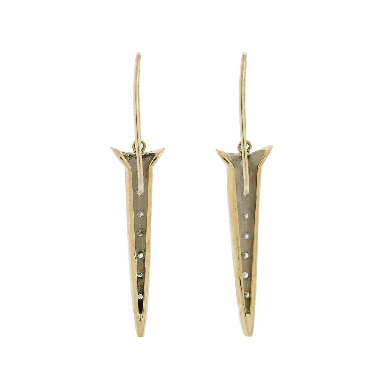 Edwardian 14kt/Sterling Diamond Nail Head Earrings - Image 5
