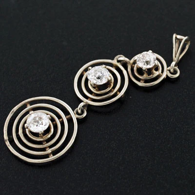 Edwardian 14kt White Gold 3-stone Diamond Pendant .78ct - Image 4