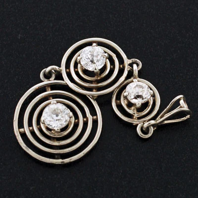 Edwardian 14kt White Gold 3-stone Diamond Pendant .78ct - Image 5