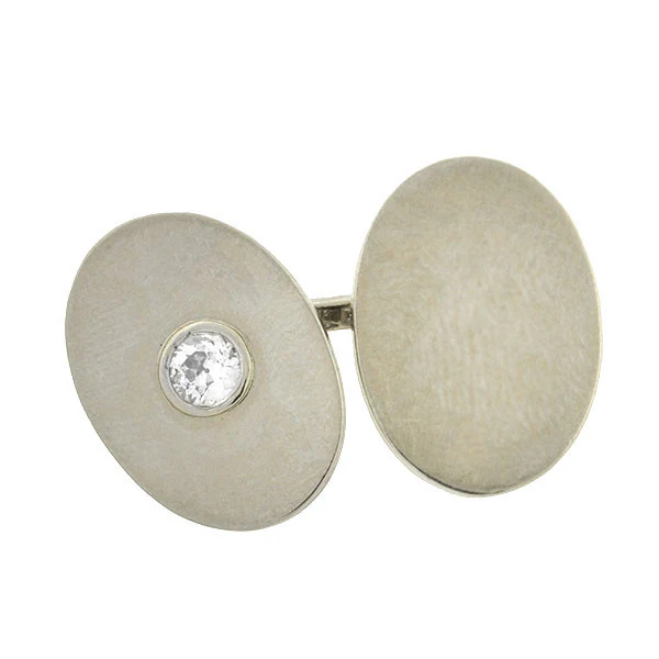 Late Art Deco 14kt Gold Diamond Cufflinks 1.00ctw - Image 2