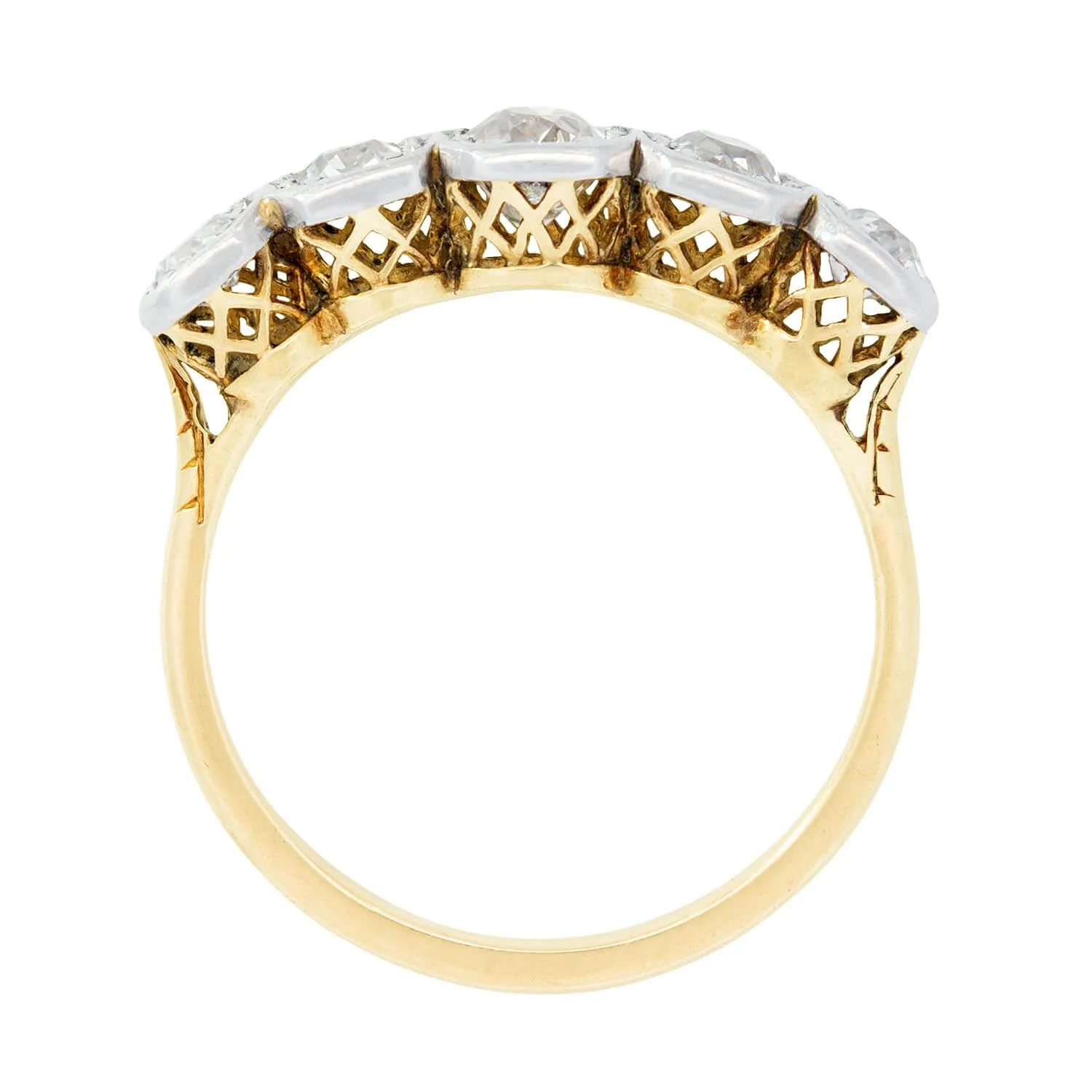Edwardian 18k & Platinum 5 Stone Engagement Ring (On Hold) - Image 4