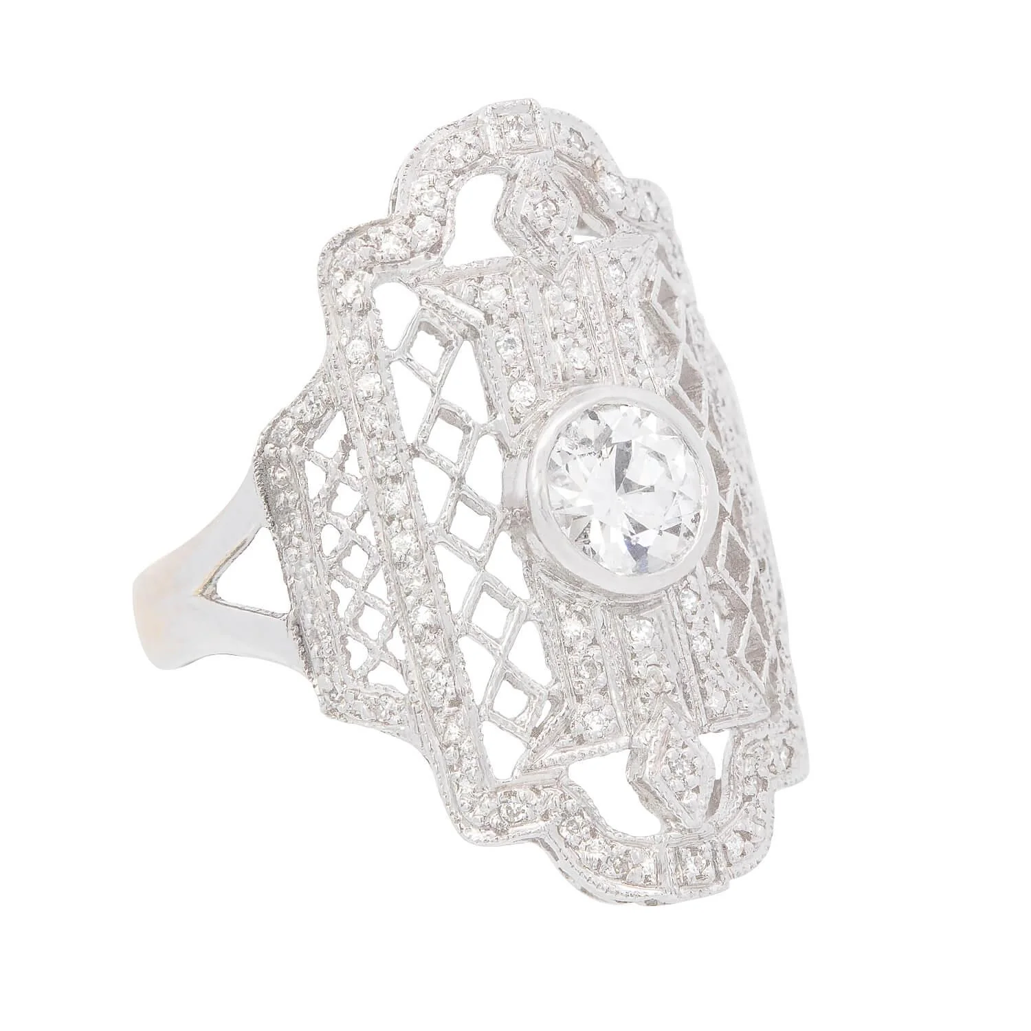 Edwardian 18k Diamond Navette Ring - Image 2