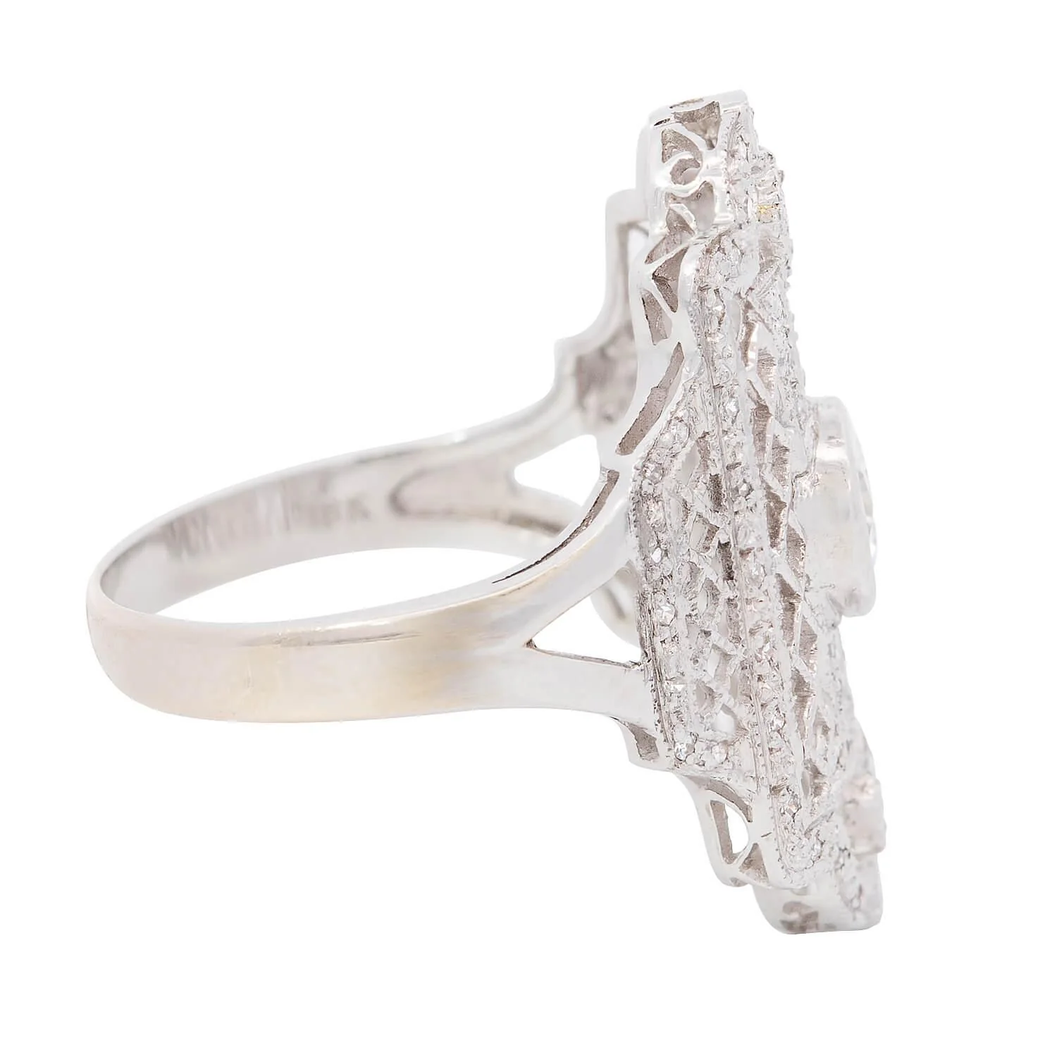 Edwardian 18k Diamond Navette Ring - Image 3