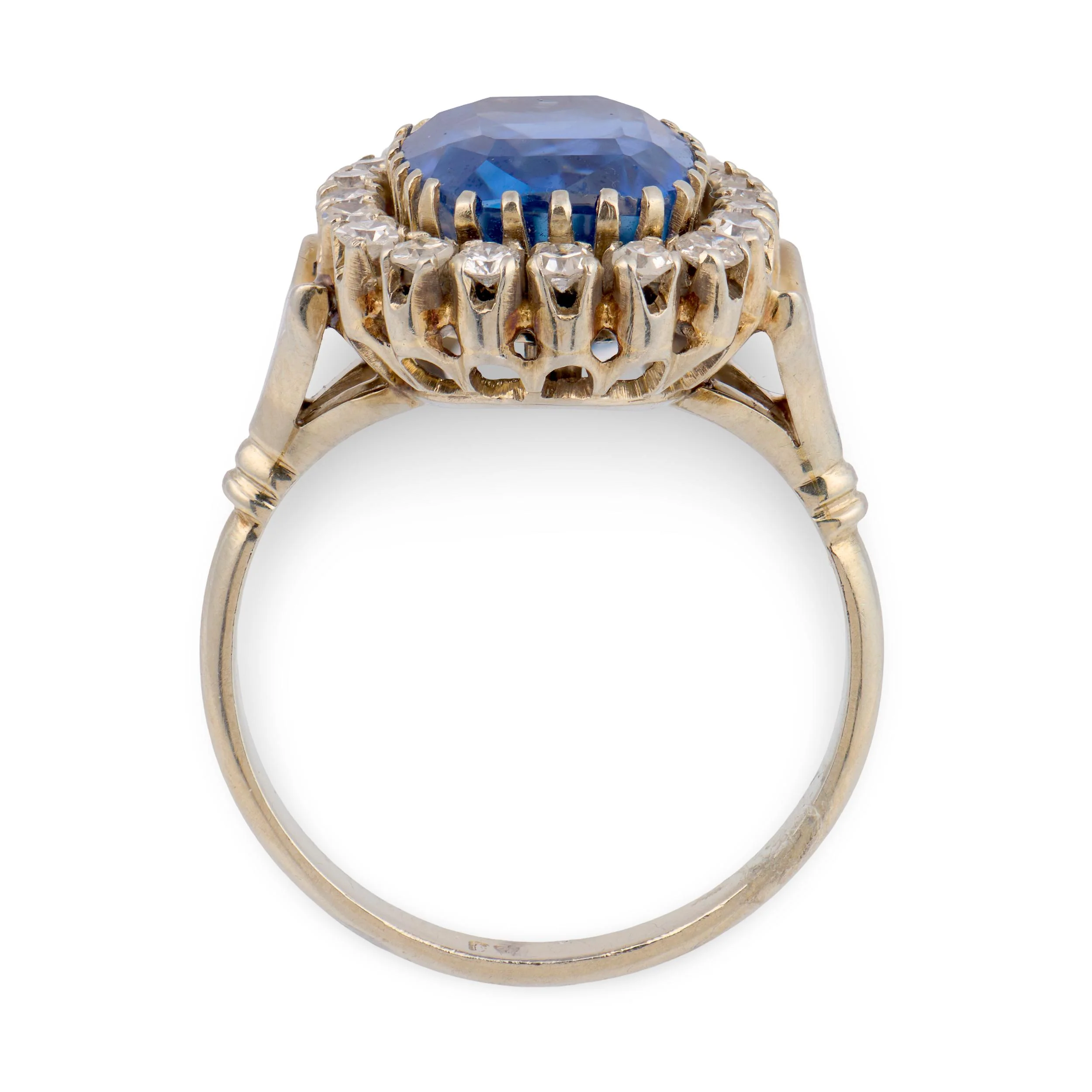 Edwardian 18k GIA No Heat Ceylon Sapphire 5.93ct & Diamond Ring - Image 4