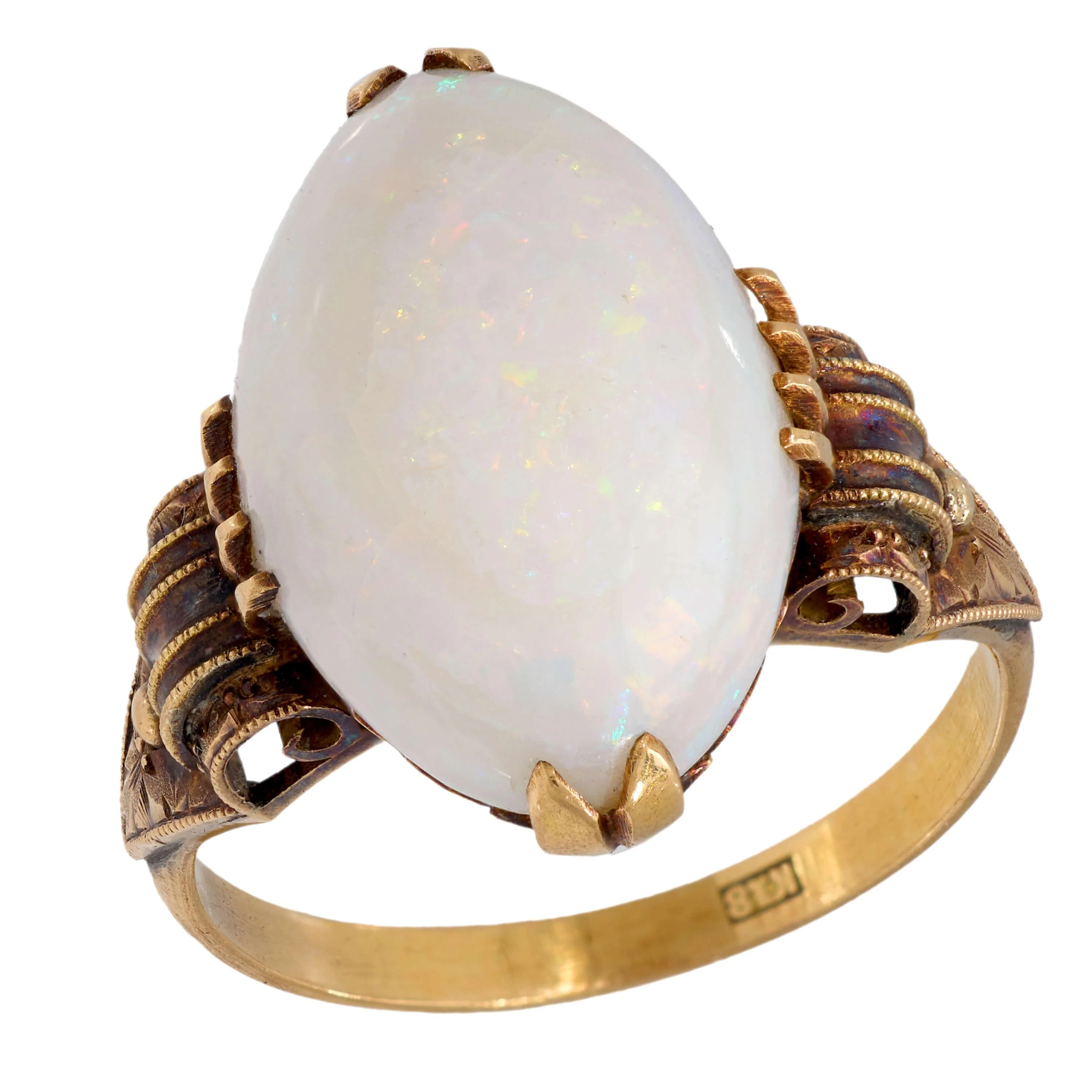 Art Nouveau 18k 10ctw+ Opal Ring