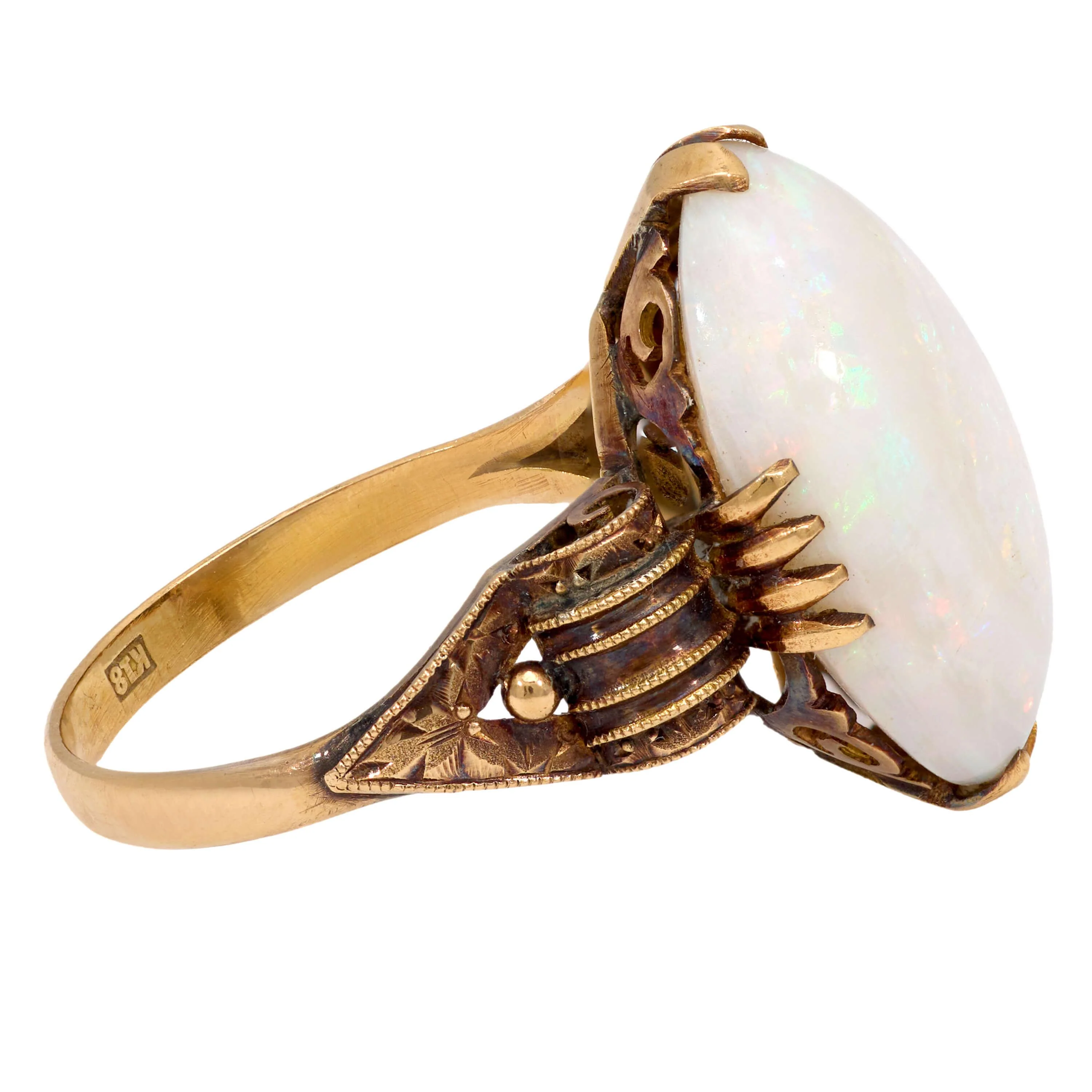Art Nouveau 18k 10ctw+ Opal Ring - Image 3