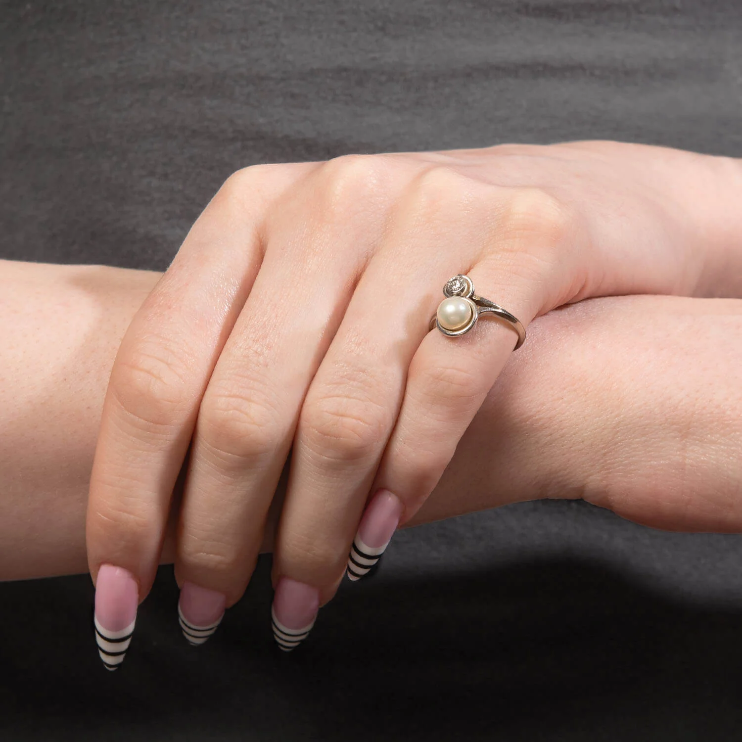 Edwardian 18k Pearl & Diamond Ring - Image 6