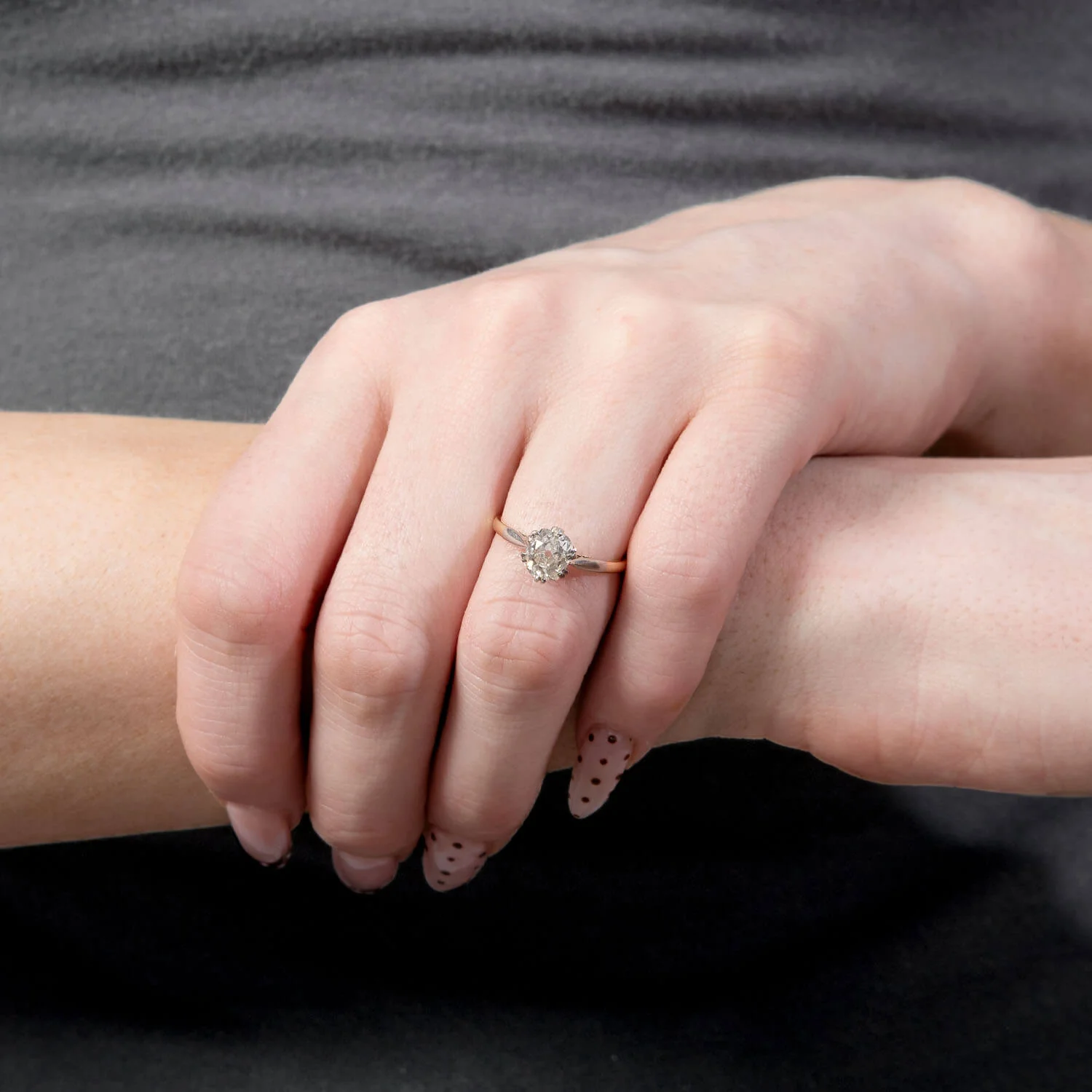Edwardian 18k/Platinum Diamond Engagement Ring 1.30ct - Image 6