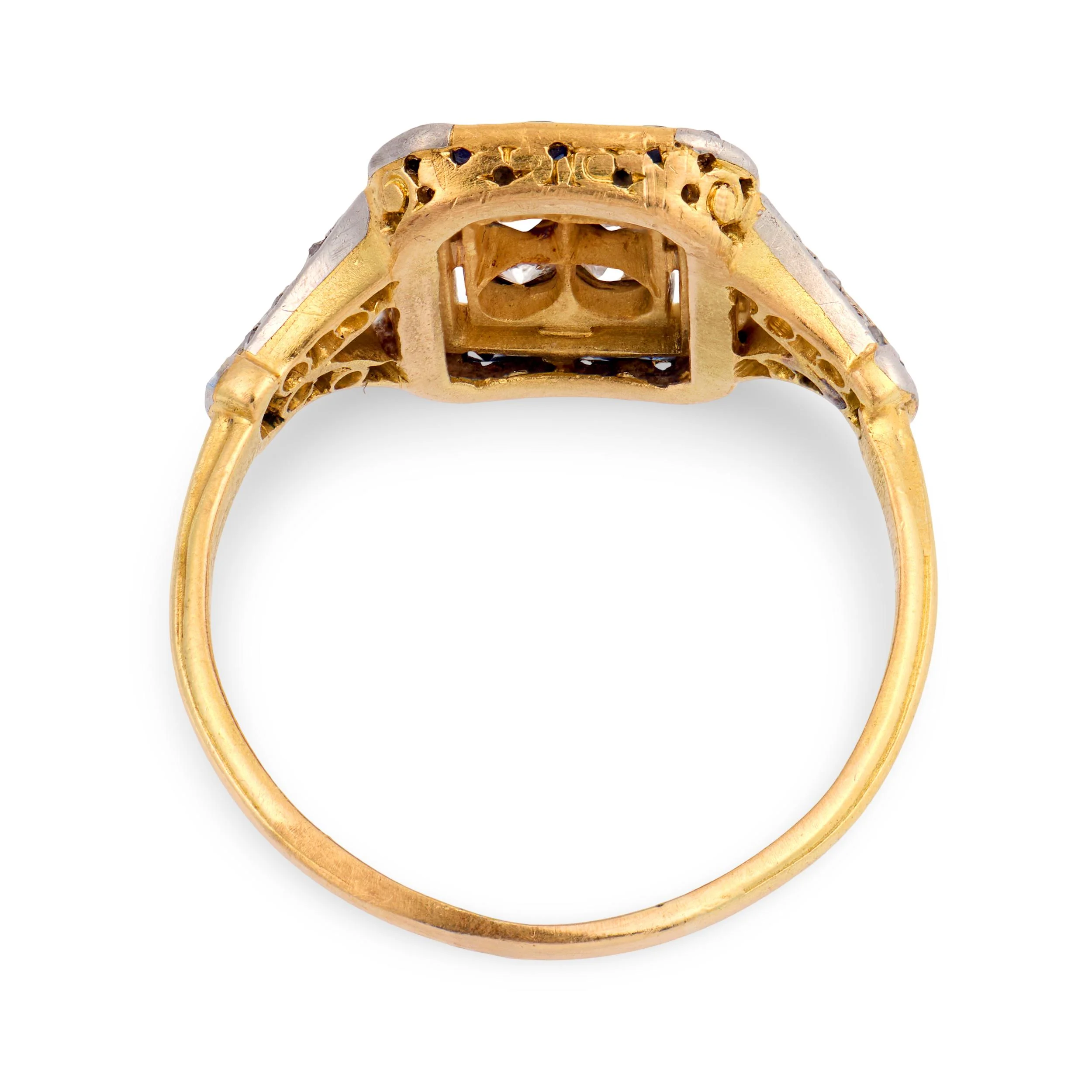 Edwardian 18k/Platinum Diamond & Sapphire Ring - Image 5