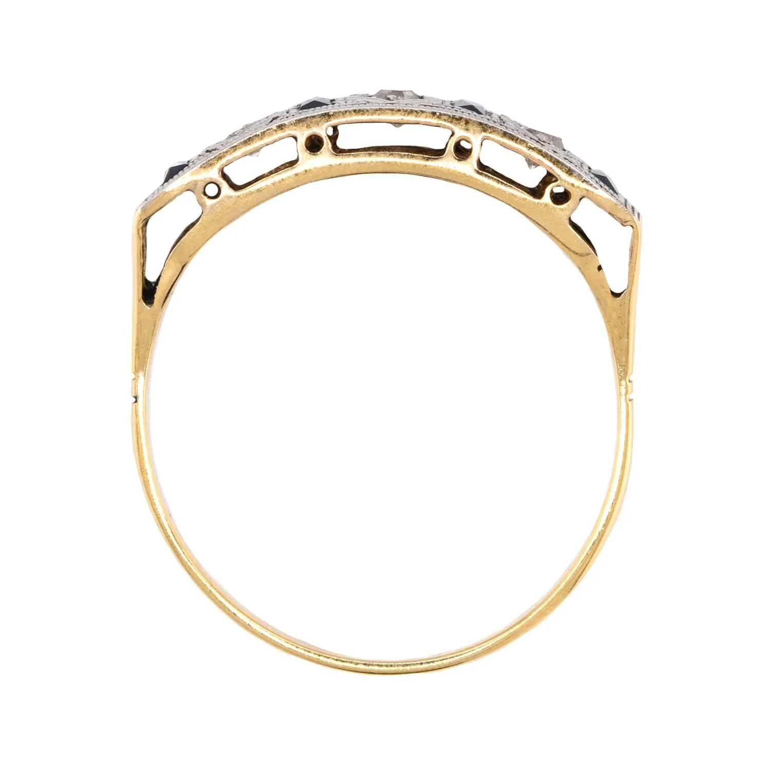Edwardian 18k Platinum Diamond Sapphire Ring - Image 4