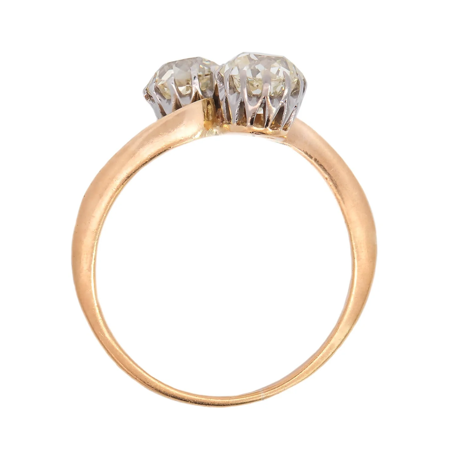 Edwardian 18k/Platinum "Moi et Toi" Diamond Bypass Ring 1.90ctw - Image 4