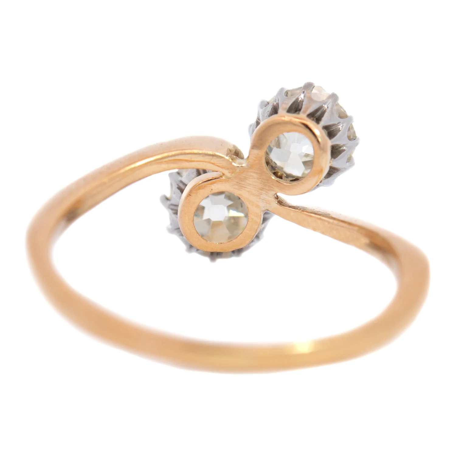 Edwardian 18k/Platinum "Moi et Toi" Diamond Bypass Ring 1.90ctw - Image 5